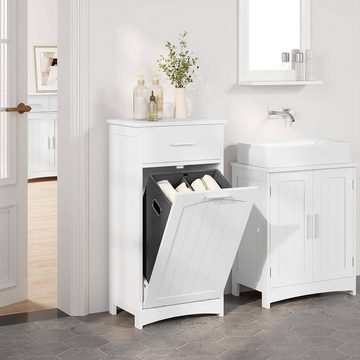 EUGAD Badkommode (1 St), Badezimmerschrank mit ausklappbarem Wäschekorb,2 Fächern