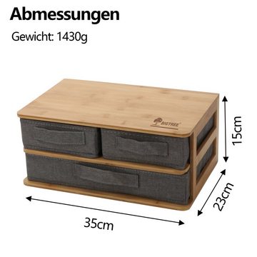 BIGTREE Aufbewahrungsbox »Schubladen Aufbewahrungsbox aus Bambus«, Multifunktional, Sortierbar, Leinentuchimitat, Desktop-Speicher