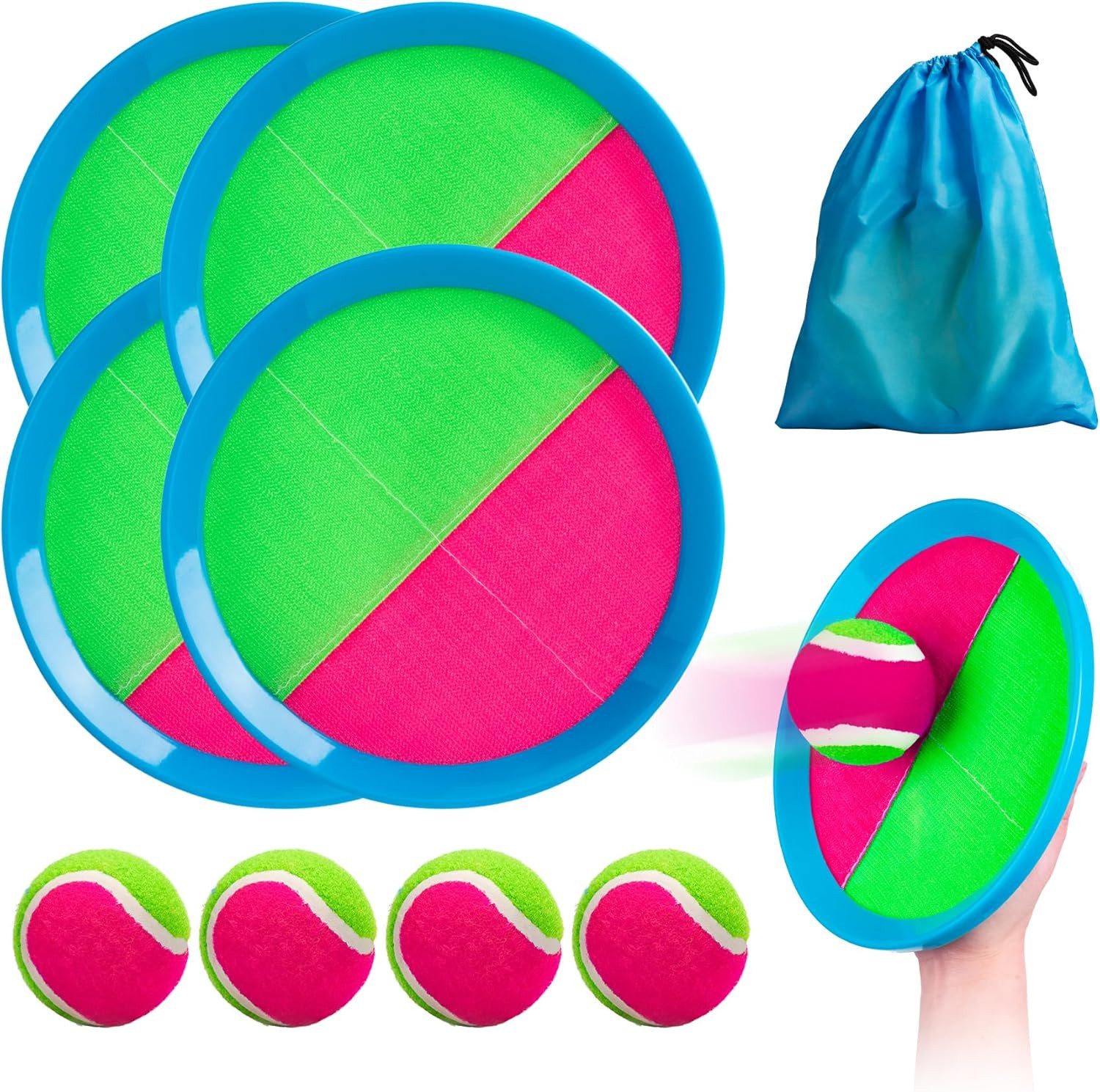 Kinder-Gartenset Klettball Wurf & Fangspiel Set, Strandspielzeug Kinder ab 3J.