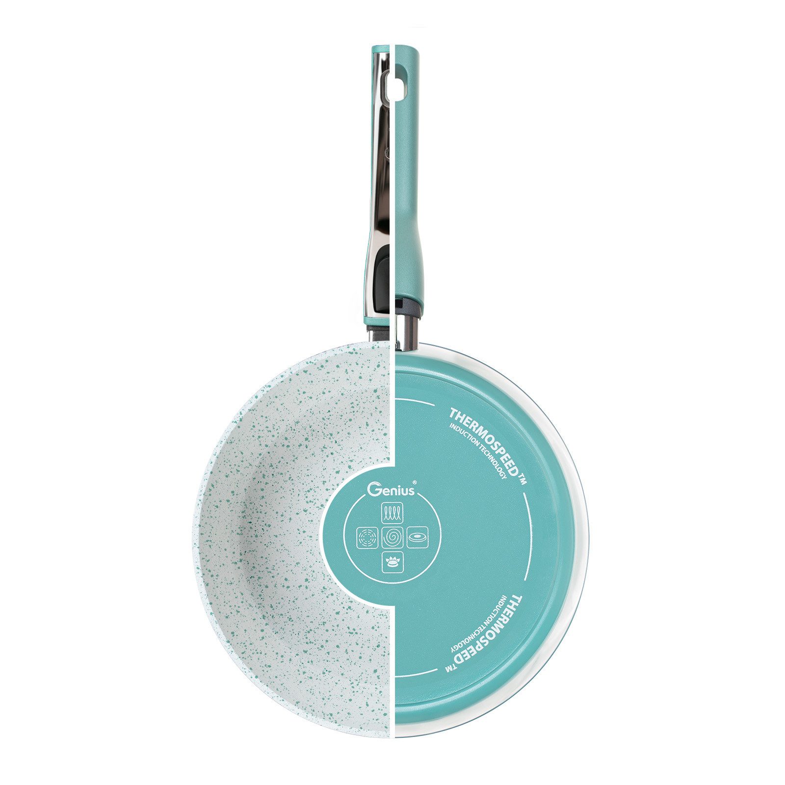 Genius Bratpfanne Cerafit Revolution Pfanne 28 CM, antihaftbeschichtet Induktion, Aluminium (Set, 28 cm Pfanne, 28 cm Deckel), antihaftbeschichtet