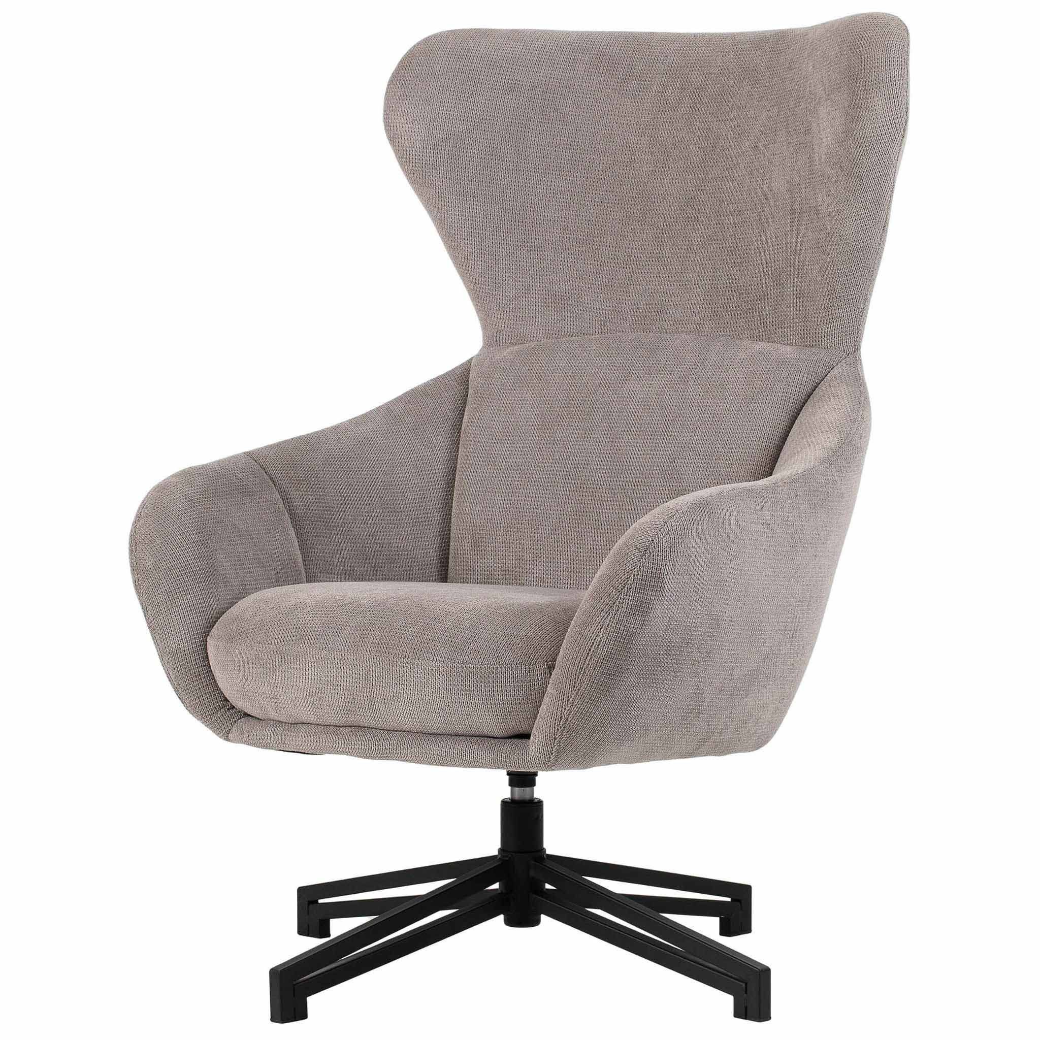 bene living Ohrensessel Marconia - drehbar - hellgrau (Indoor-Möbelset, 1-St), durchgehende Arm- und Rückenlehne - stabiles Metall-Gestell