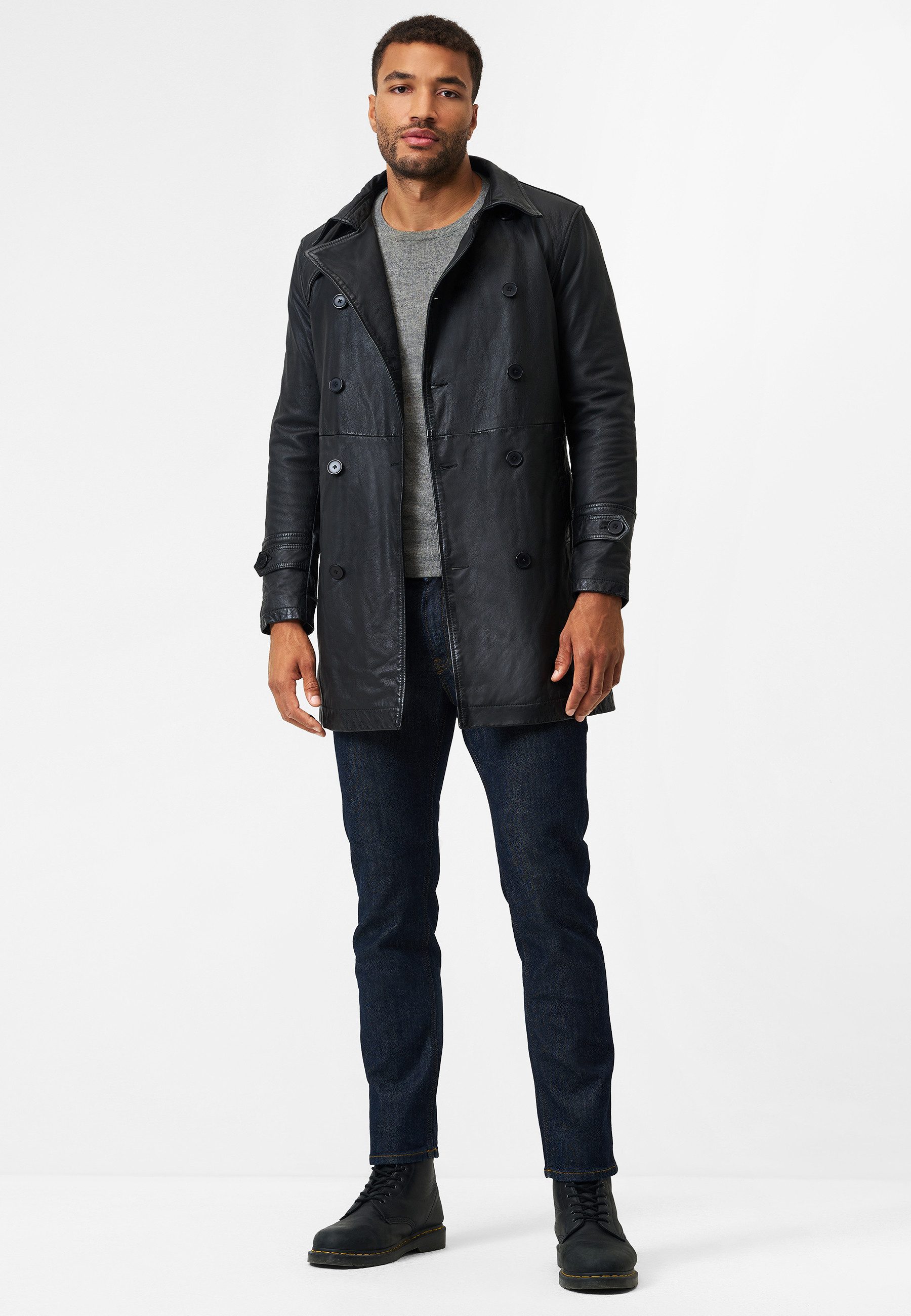 RICANO Ledermantel Salvatore Stilvoller Zweireiher aus Lamm Nappa Leder günstig online kaufen