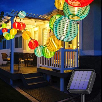 GelldG LED-Lichterkette Solar Lichterkette Lampion Außen, 6,5 Meter 30 LED Laternen 8 Modi