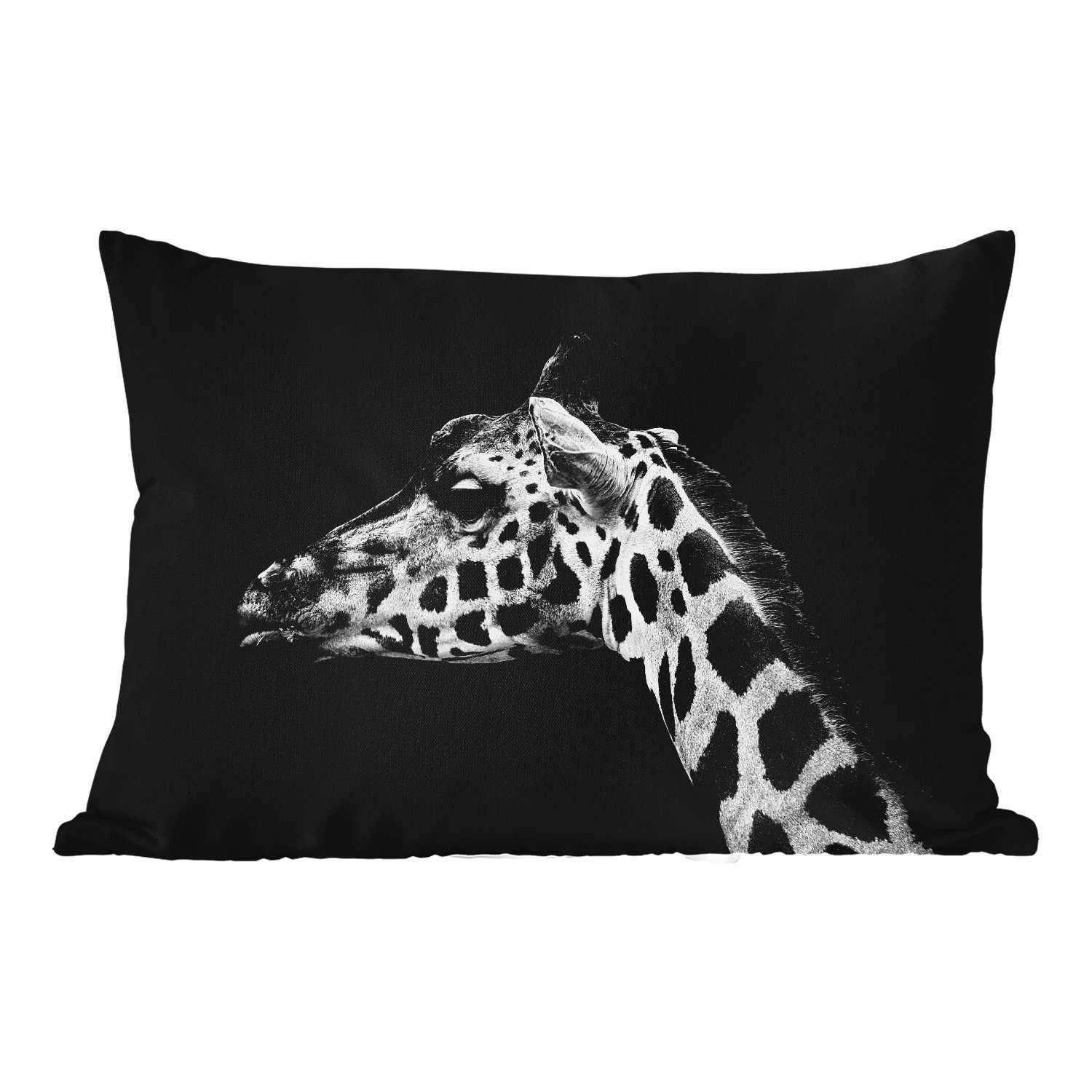 MuchoWow Dekokissen Tiere - Giraffe - Schwarz - Weiß, Outdoor-Dekorationskissen, Polyester, Dekokissenbezug, Kissenhülle