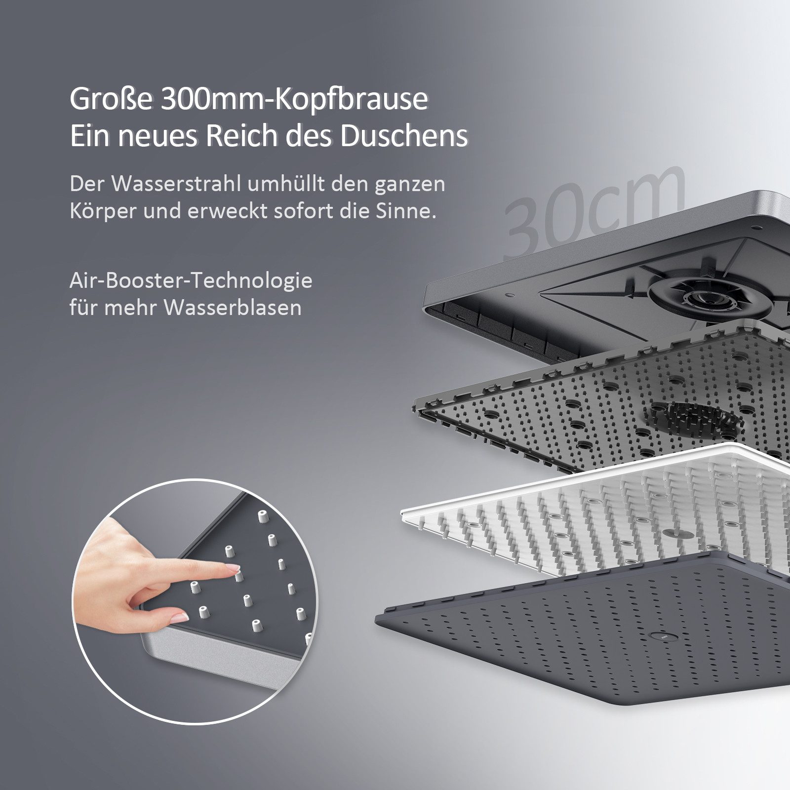 EMKE Duschsystem Duschset eckig mit Thermostat 38 °C, Regendusche und Handb günstig online kaufen