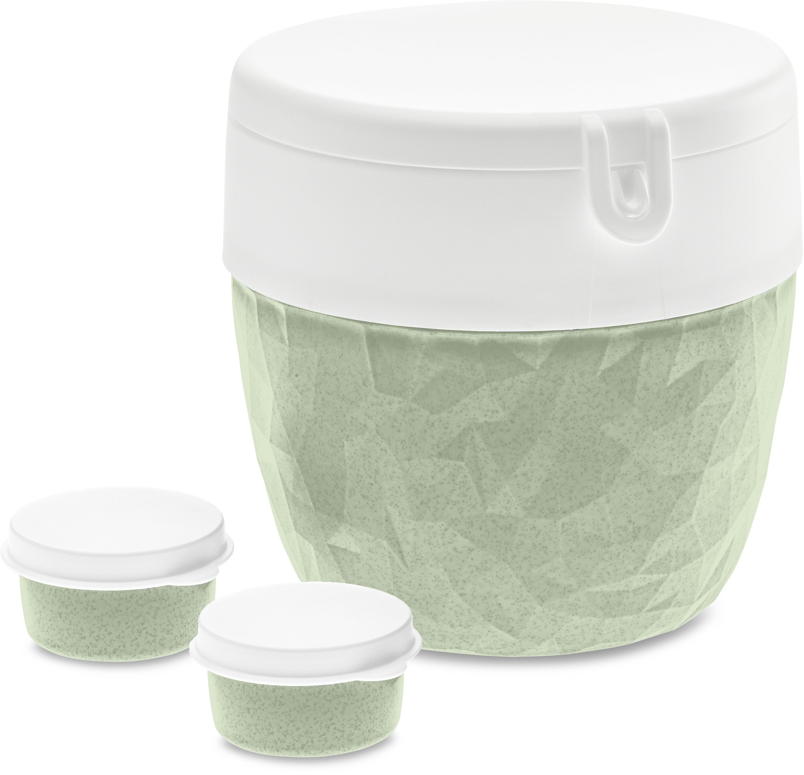 KOZIOL Lunchbox BENTOBOX L, Kunststoff, (1-tlg), spülmaschinengeeignet,melaminfrei, inkl. Minidosen für Dressing,800 ml organic green