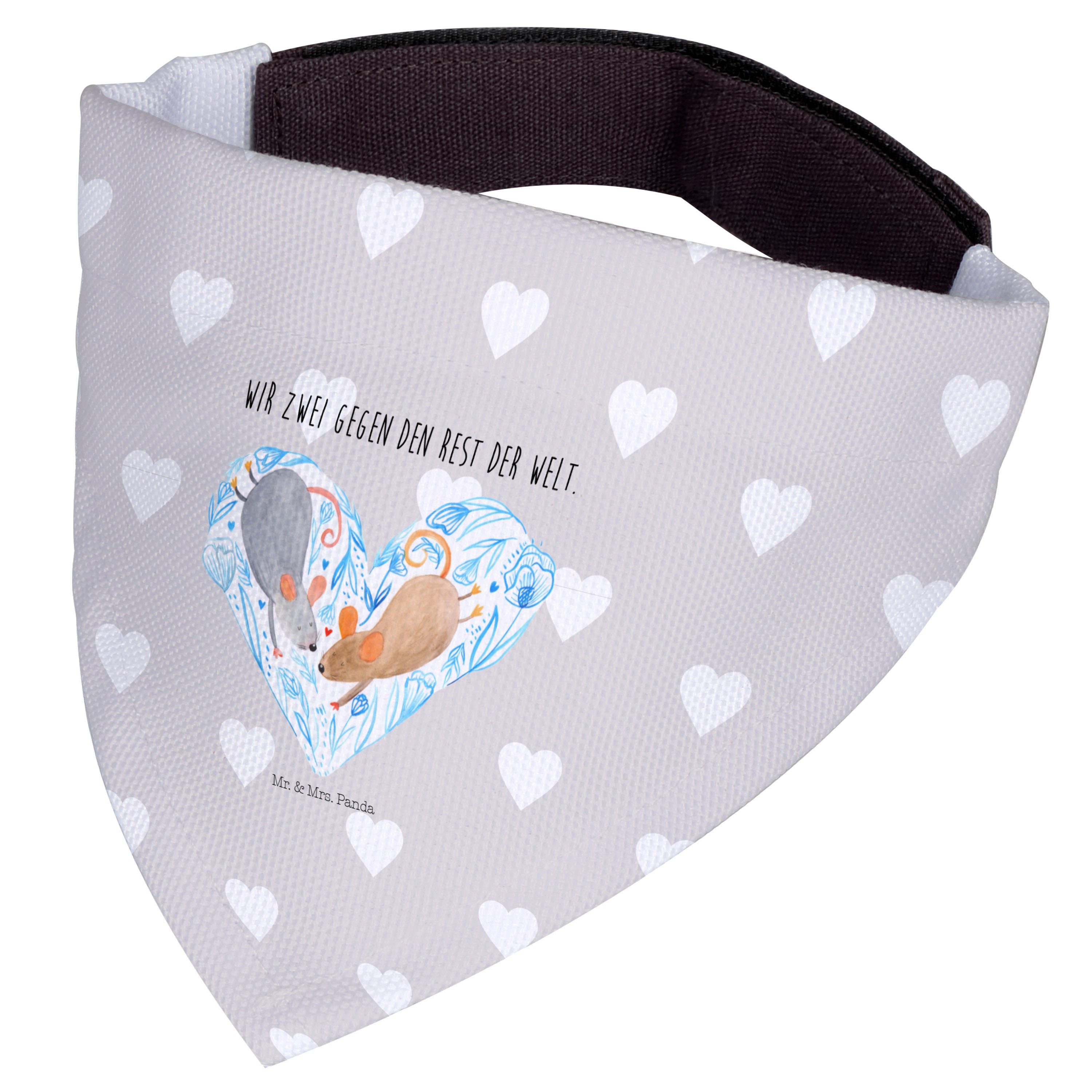 Thumbnail - Mr. & Mrs. Panda Hundefliege Mäuse Herz - Grau Pastell - Geschenk, Hunde, Hundehalstuch, klein, Li, Polyester, Kreative ...