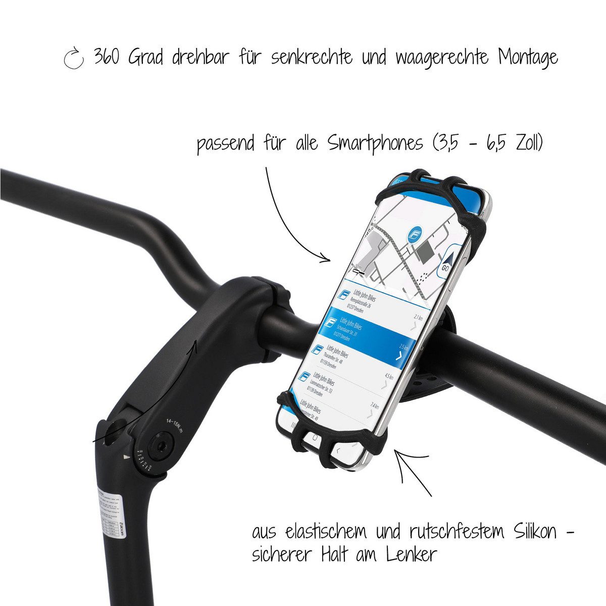 fischer Fahrradkorb Fischer Smartphonehalter für Fahrrad Silikon 360°