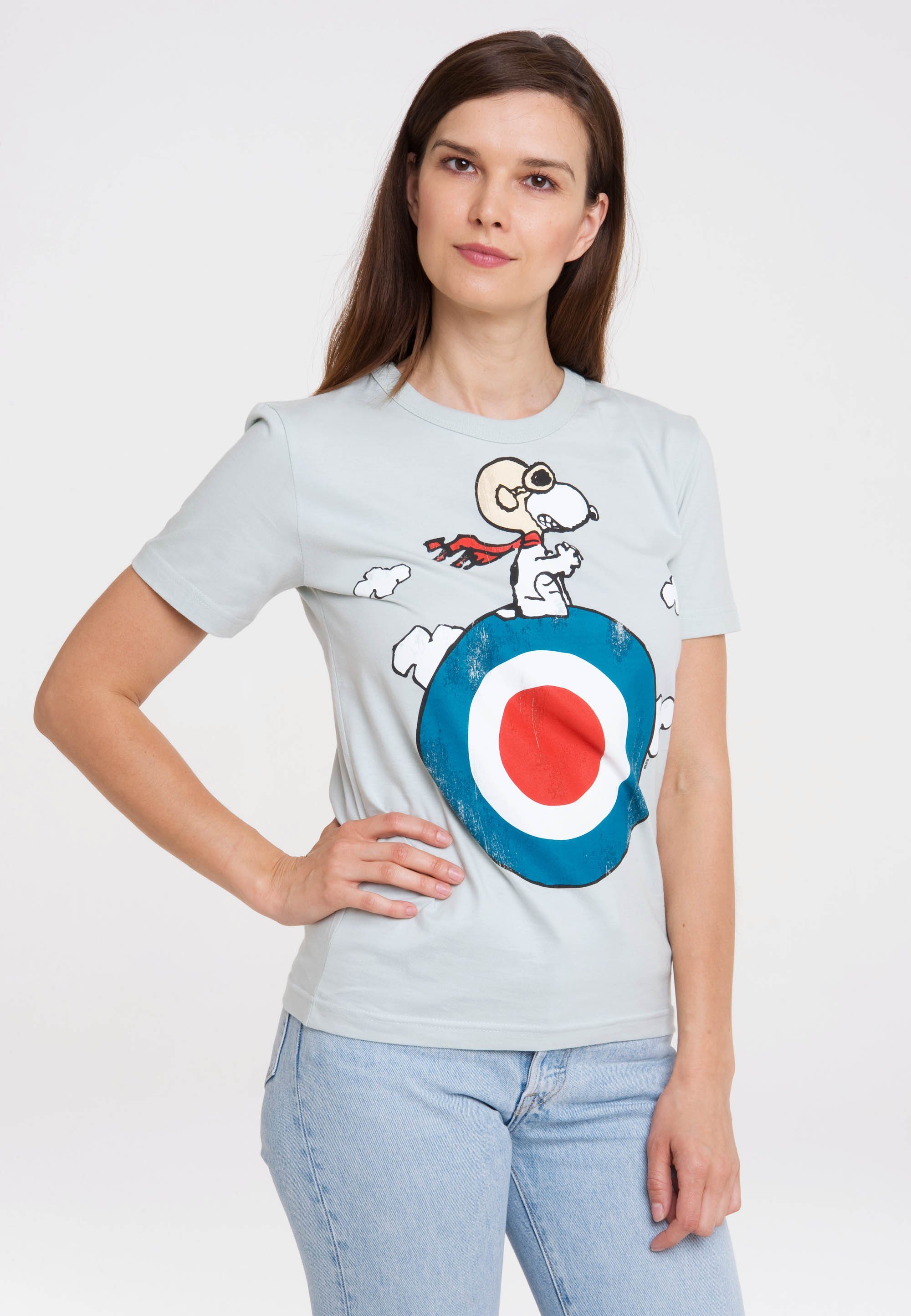 lizenziertem Peanuts - Snoopy LOGOSHIRT mit blau T-Shirt Print