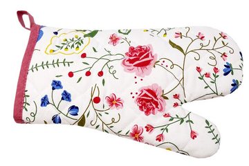 Lashuma Topfhandschuhe Blumenranke, (Set, 2-tlg), Kochhandschuhe mit Motiv, Backhandschuhe 30x20 cm