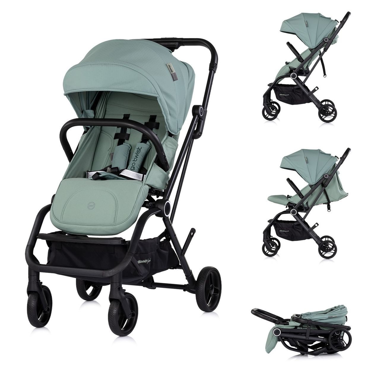 Chipolino Kinder-Buggy Go Twist, Aluminium, PU-Räder, 5-Punkt-Gurt, Sicherheitsgurt, Hinterradbremse