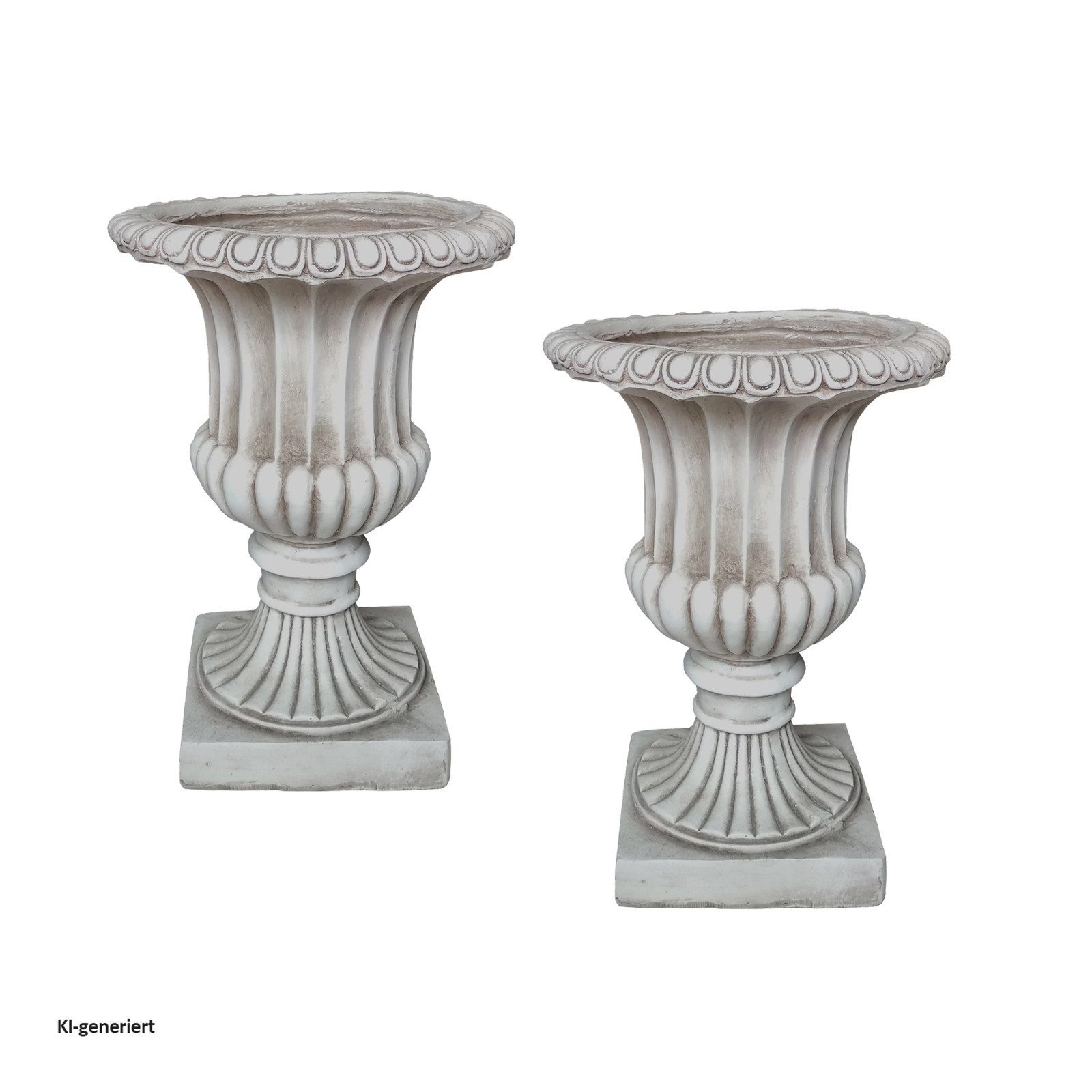 HTI-Living Pflanzkübel Pflanzkübel Athene Antik Hellgrau 2er-Set (Set, 2 St., 2 Pflanzkübel), Gartendeko Polyresin