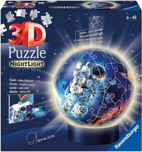 Image of 3D-Puzzle-Ball Nachtlicht - Astronauten im Weltall, 72 Teile