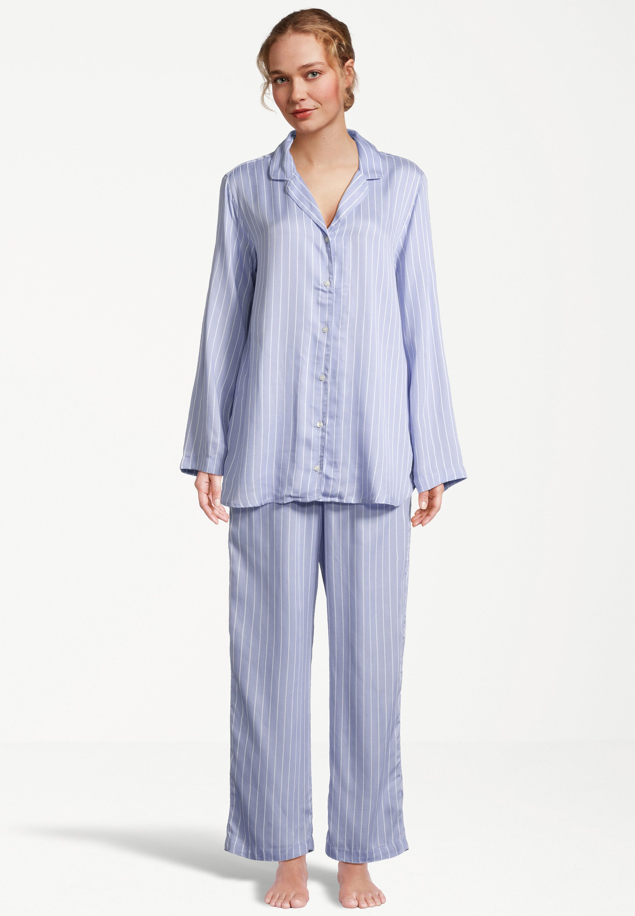 seidensticker Pyjama Classic Web (Set, 2 tlg) Pyjama - Atmungsaktiv - Oberteil mit Knopfleiste, Hose mit Taschen