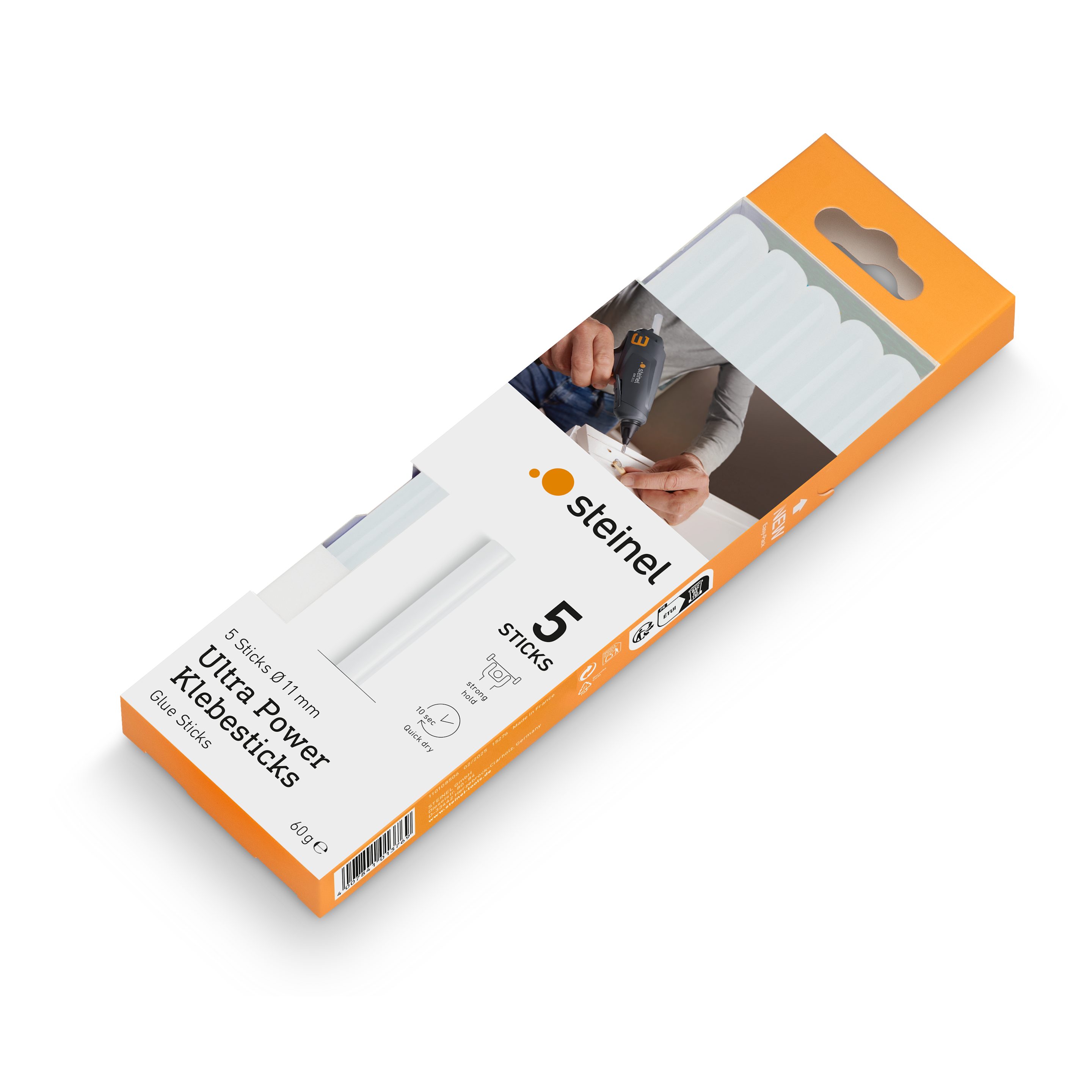 steinel Klebesticks Ultra Power, Ø 11 mm, 120 mm Länge, 5 Stück, transparent