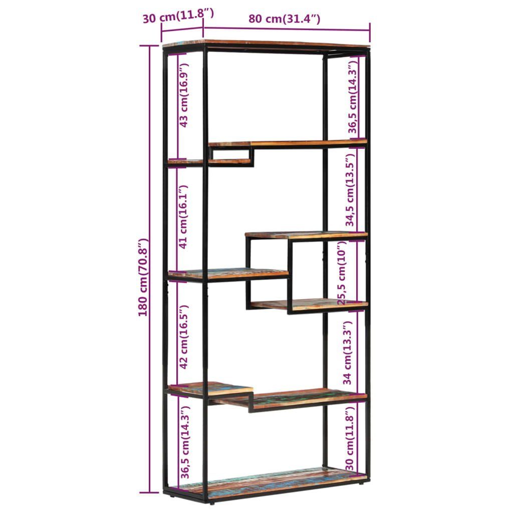 Massiv Altholz furnicato 80x30x180 cm Bücherregal