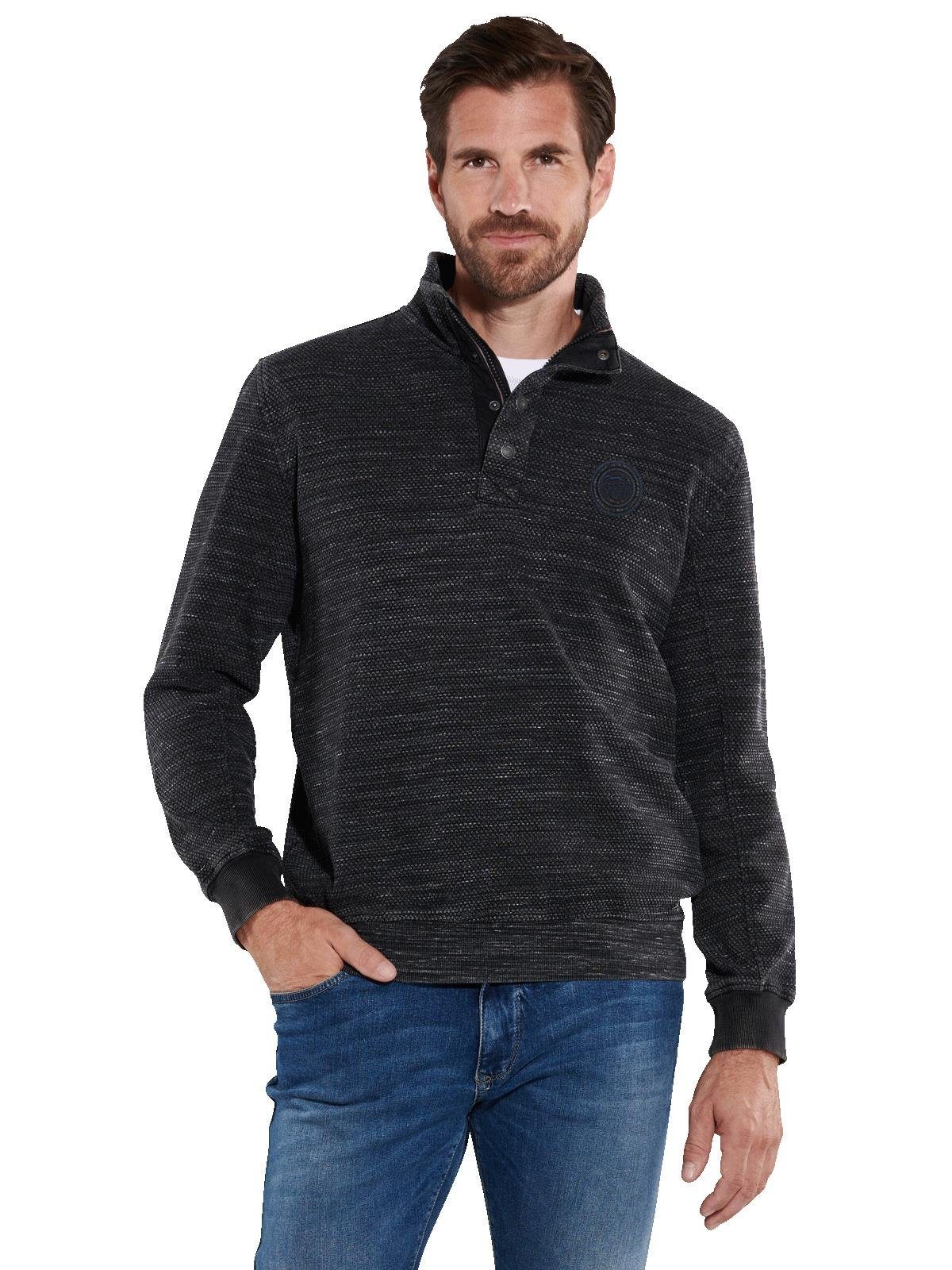 Engbers Sweatshirt Herren Sweatshirt mit Stehkragen, Schwarz günstig online kaufen