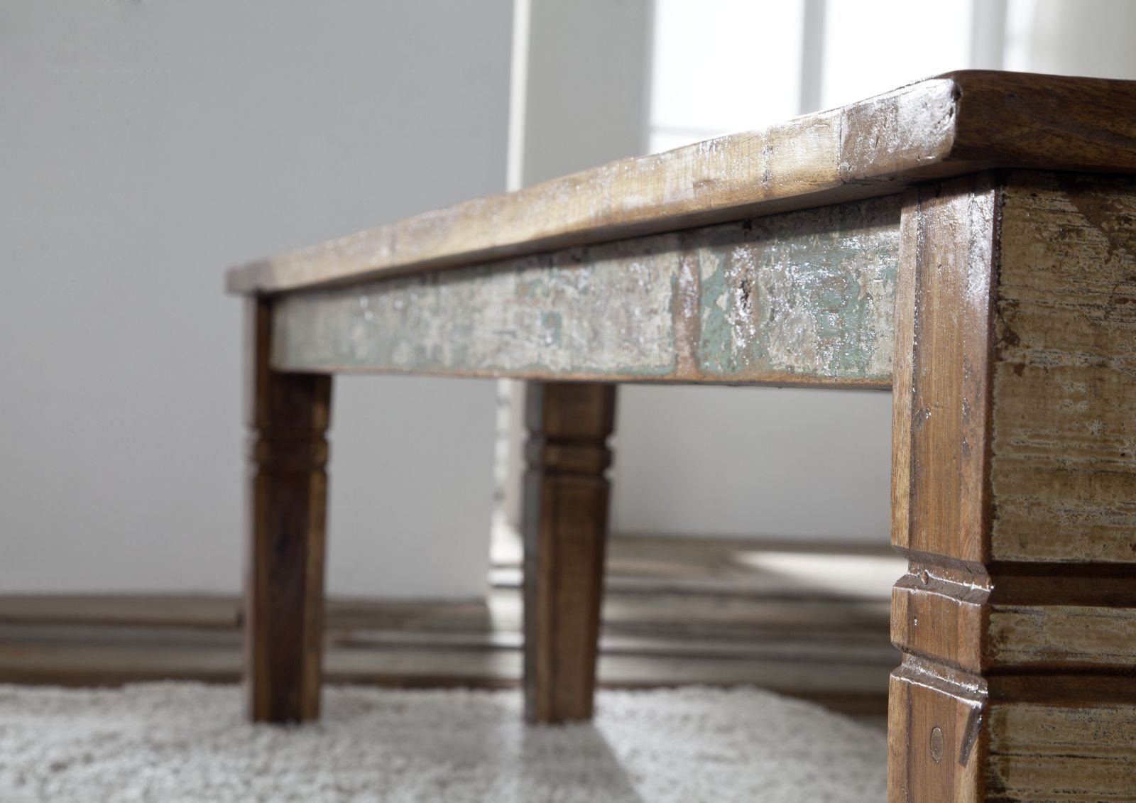 Massivmoebel24 Bank NATURE OF SPIRIT (Bank Altholz 160x40x45 mehrfarbig lackiert NATURE OF SPIRIT #35), Bank Altholz 160x40x45 mehrfarbig lackiert NATURE OF SPIRIT #35