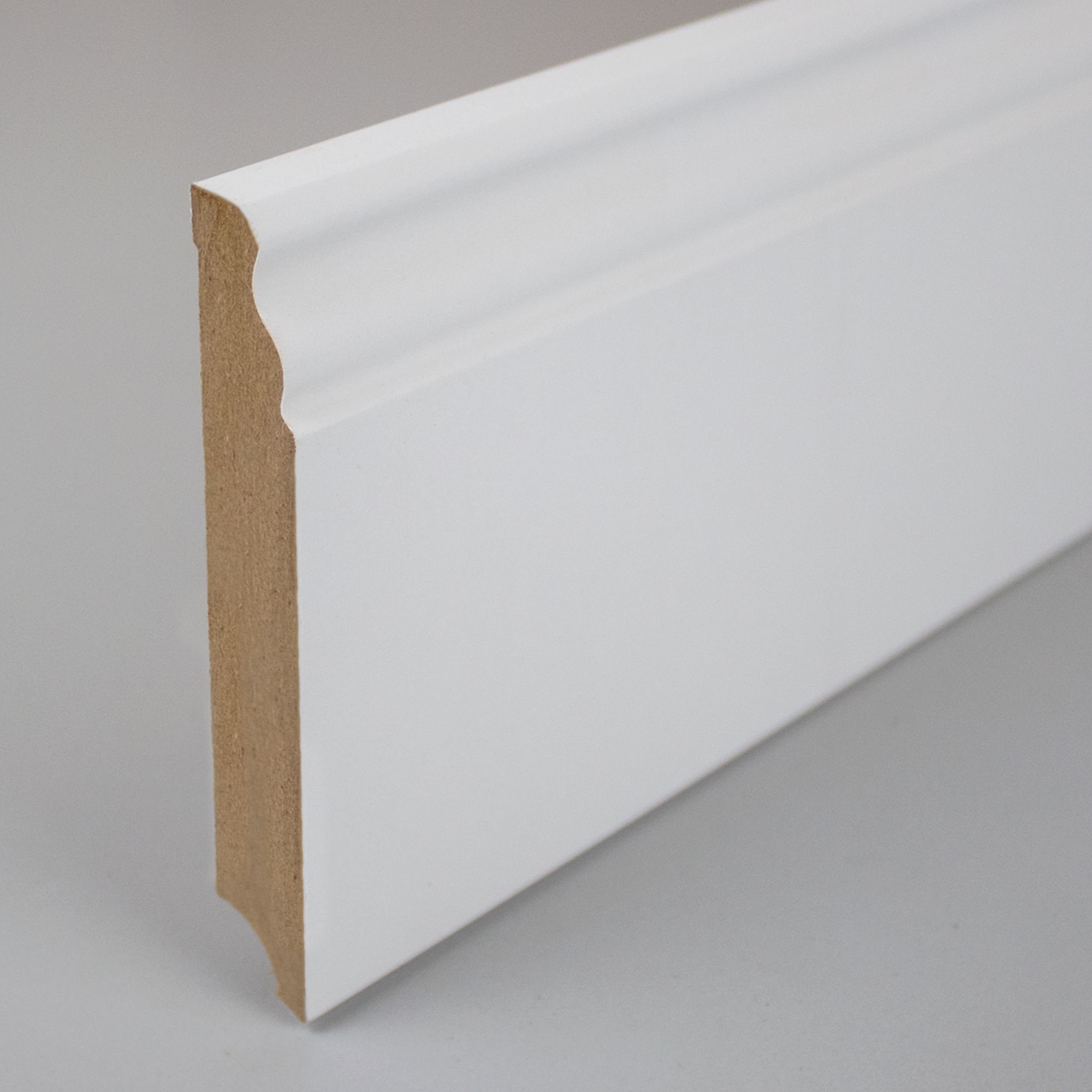PROVISTON Sockelleiste MDF, 16 x 100 x 2500 mm, Weiß, Fußleiste Berliner Profil, L: 250 cm