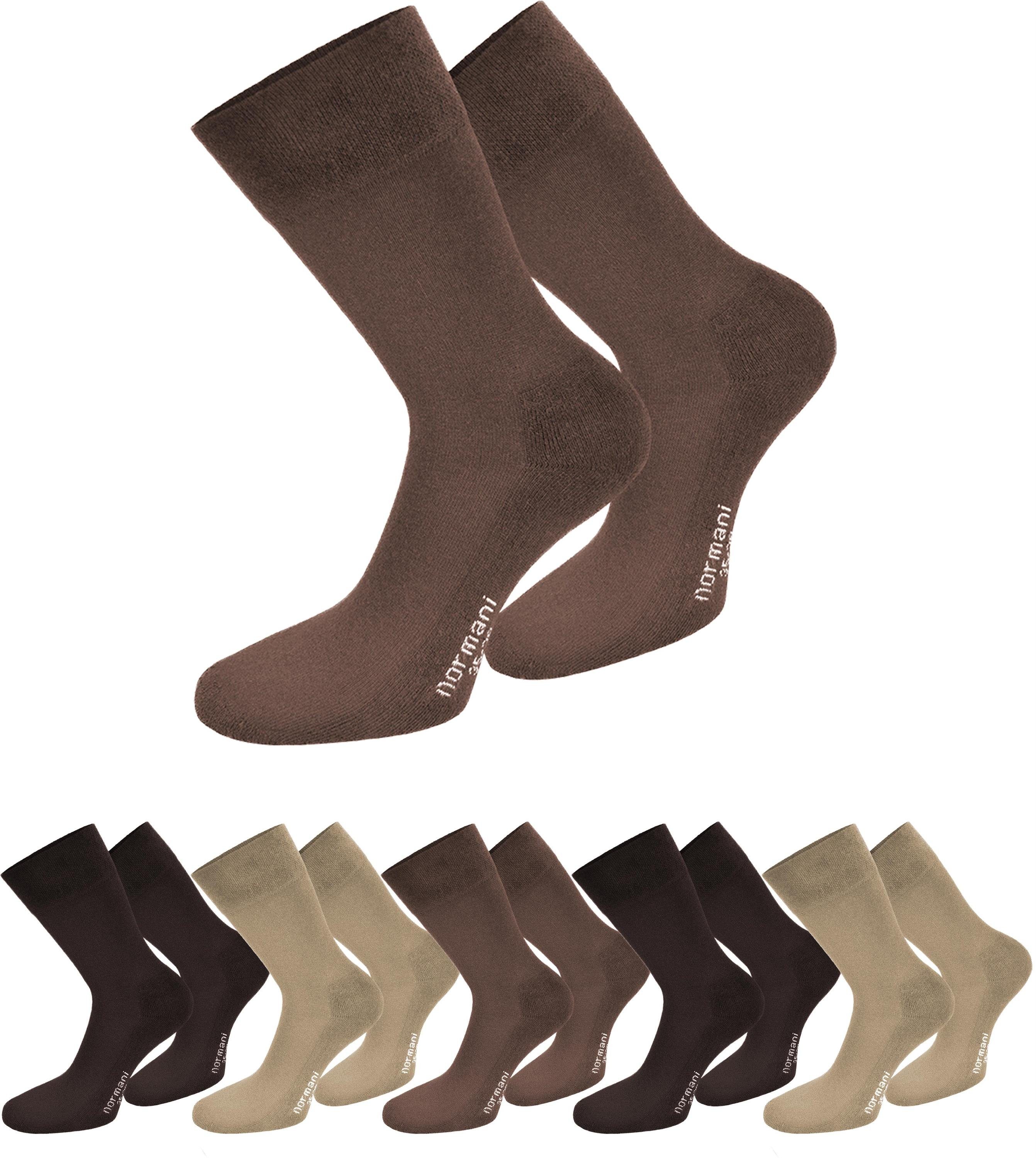 normani Diabetikersocken 6 Paar Komfortsocken mit Softrand und Frotteesohle (6 Paar) ohne einschneidendes Bündchen Braun/Dunkelbraun/Beige