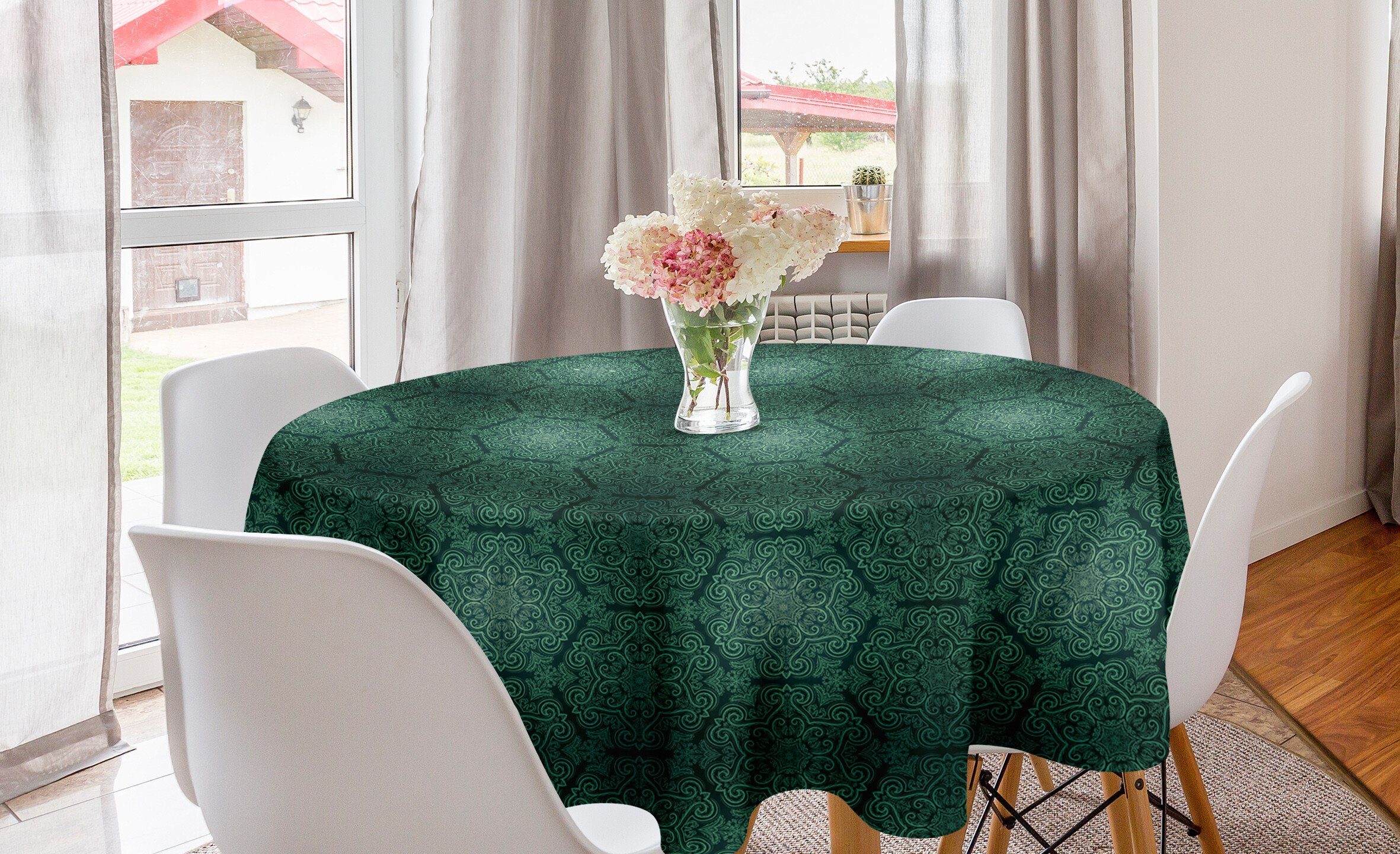 Dekoration, Tischdecke Esszimmer Küche Monochrome Abakuhaus Barock- Kreis Tischdecke Abdeckung Muster Dunkle für