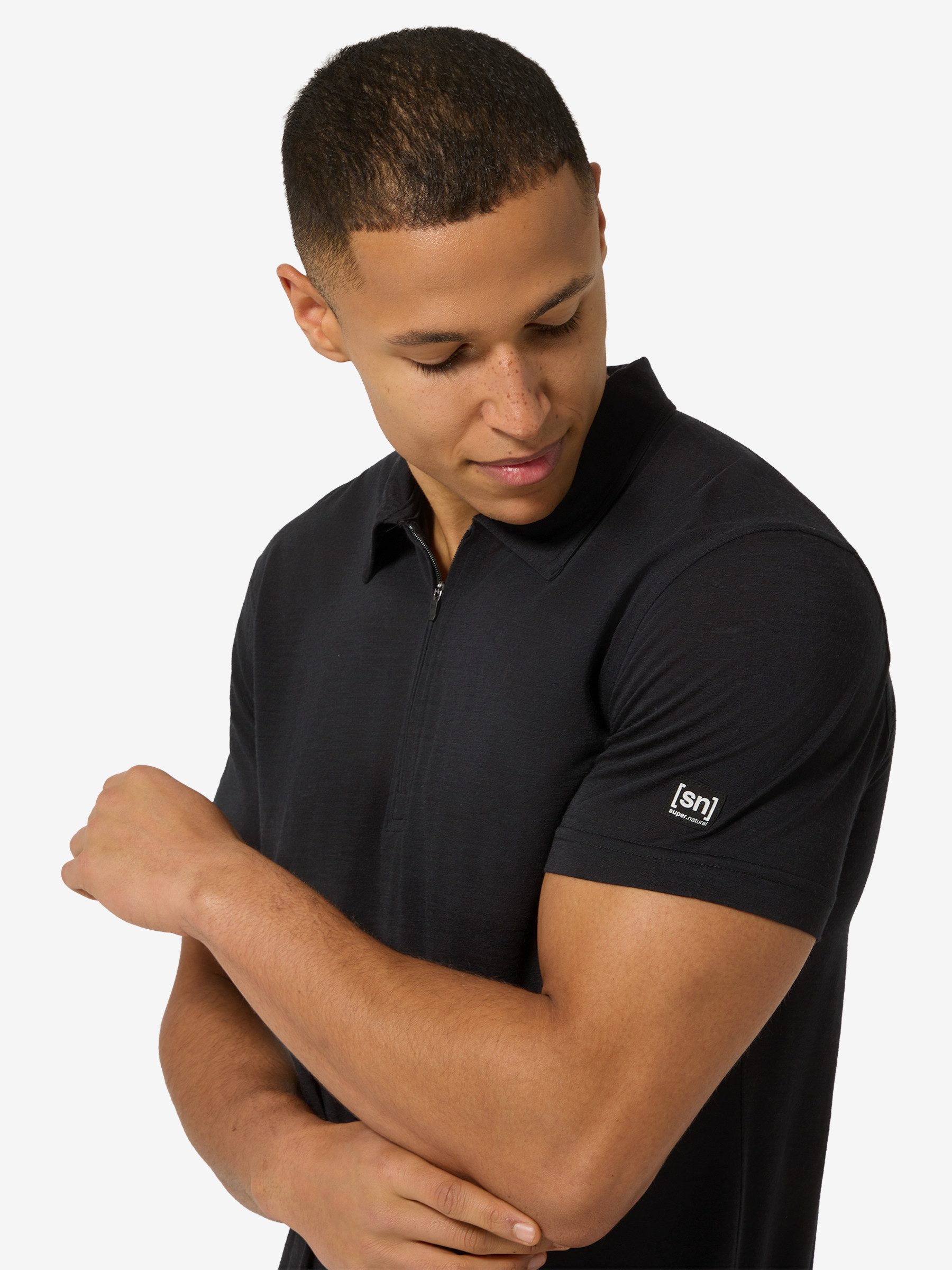 SUPER.NATURAL Poloshirt für Herren, Merino ZIP POLO casual, lightweight, atmungsaktiv