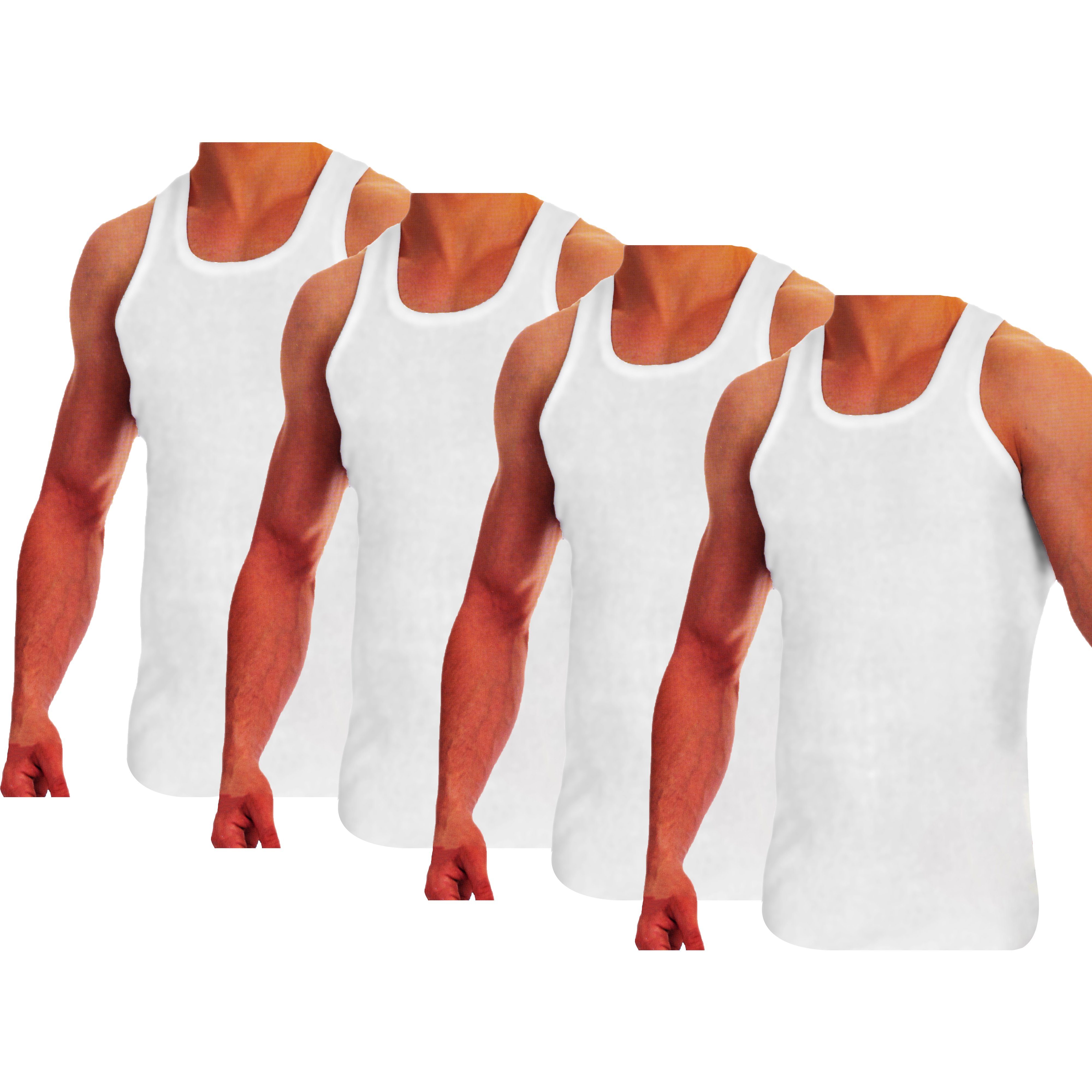 TEXEMP Tanktop 4er Pack Herren Unterhemd Baumwolle Tank Top Feinripp Shirt Achselhemd (Packung, 4-tlg., 4er-Pack) 100% Baumwolle