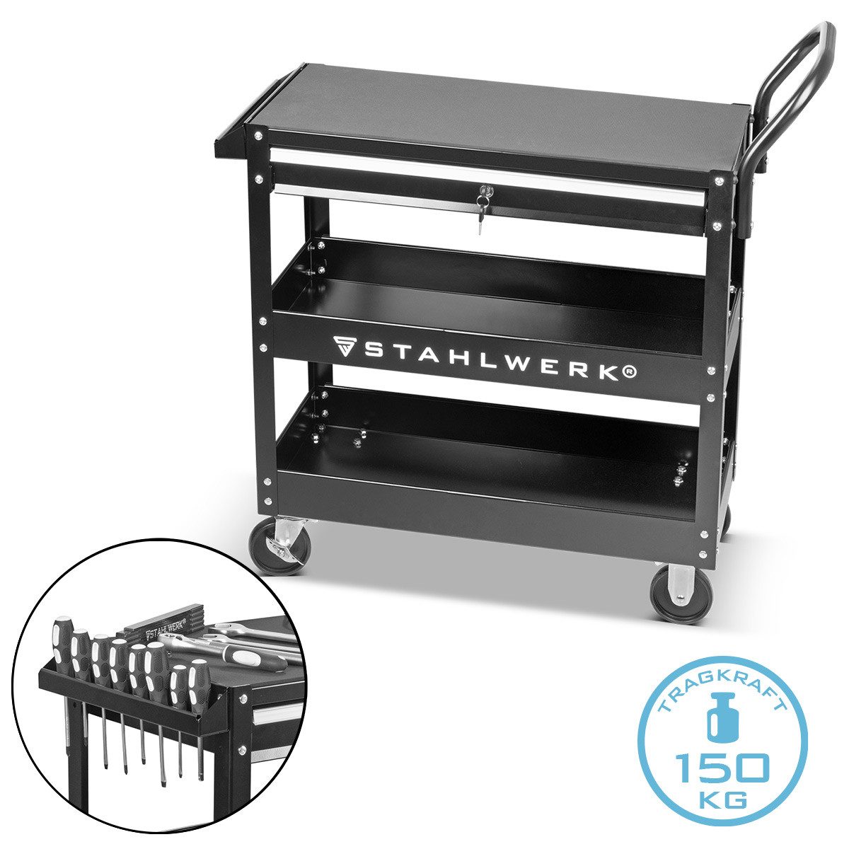 STAHLWERK Werkzeugwagen Werkzeugwagen WZE-3 ST mit 150 kg Tragkraft, max. Traglast:150 kg, (1-tlg)