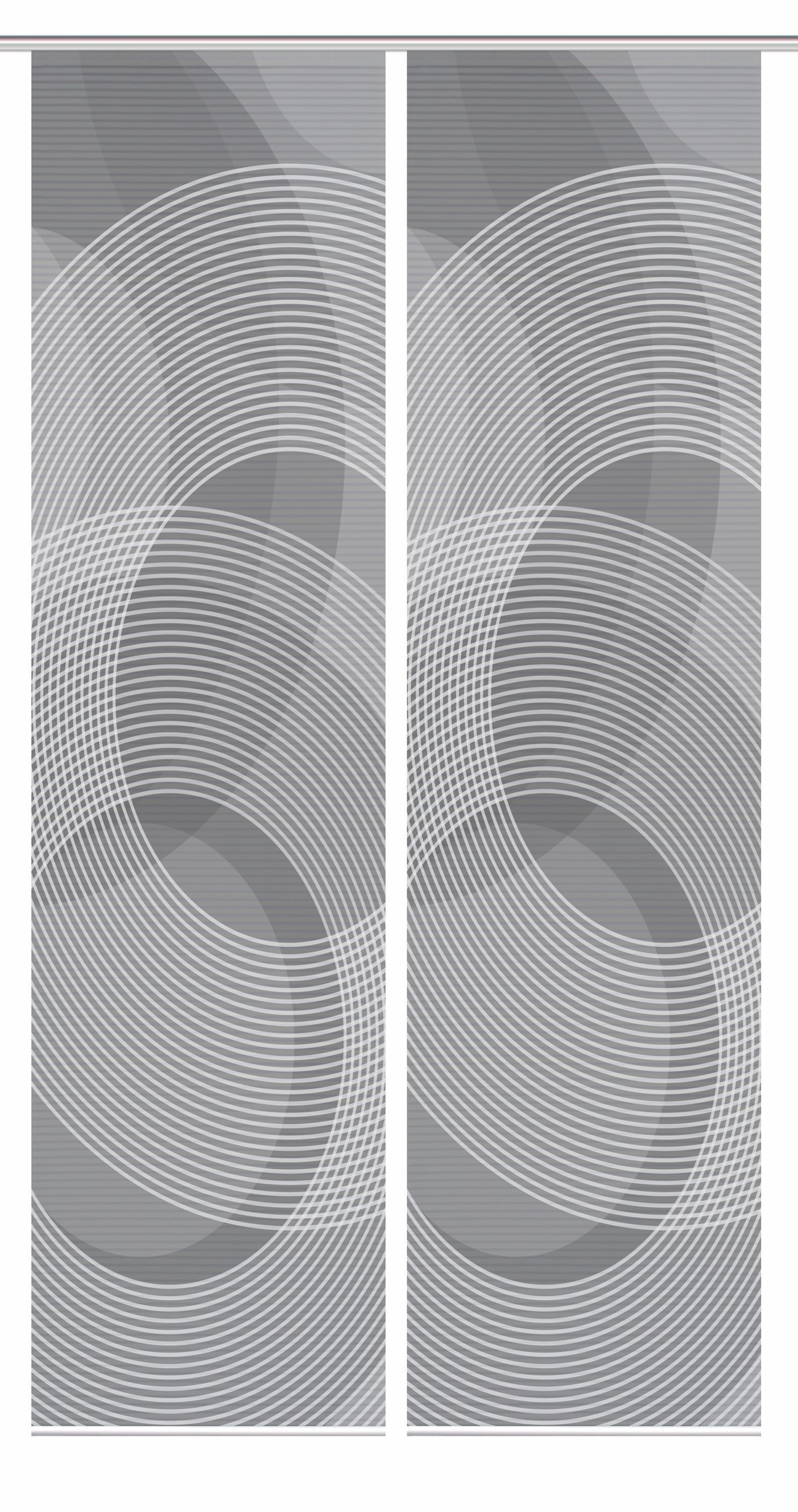 HOME WOHNIDEEN Schiebegardine HIG AFONSO Schiebegardine recyceltes Polyester, 245x60 cm, Kreismotiv (2 St), Paneelwagen, halbtransparent, Polyester (recycelt) Polyester