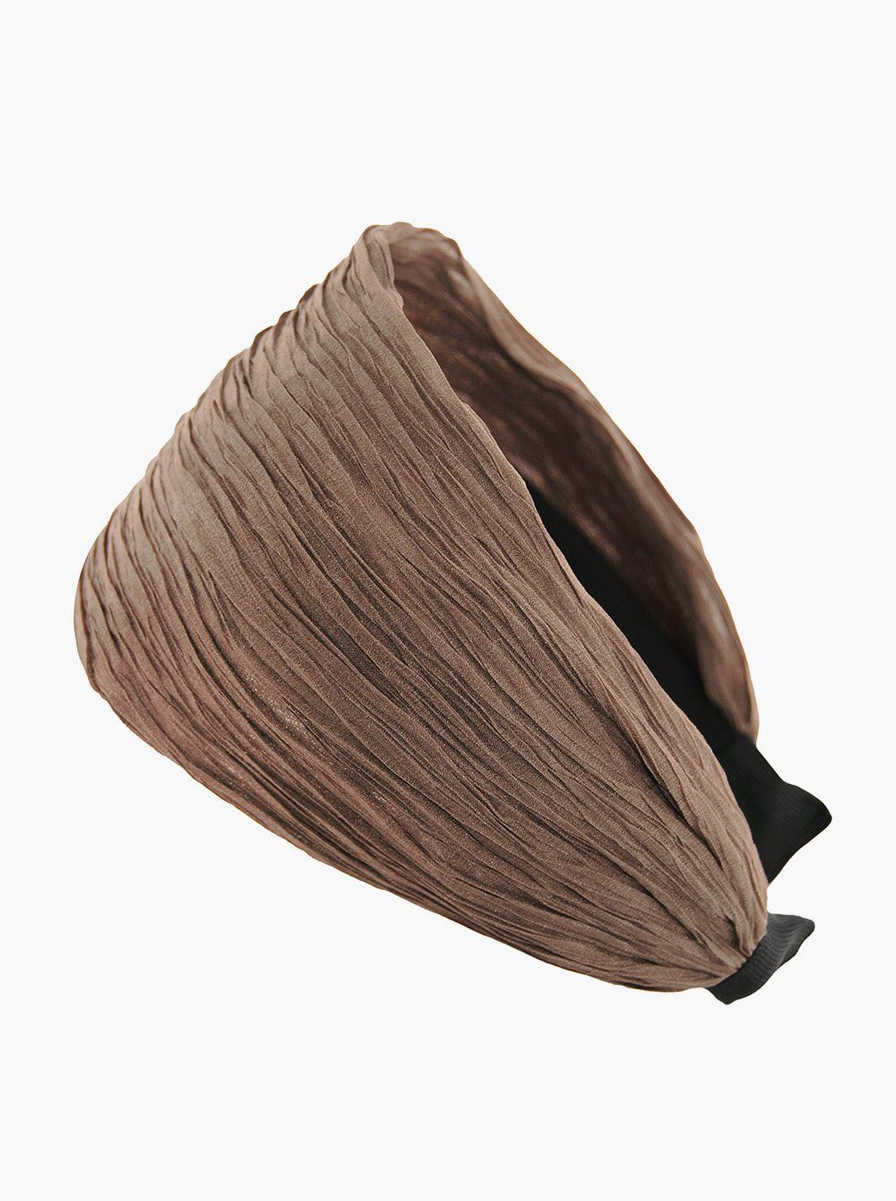 axy Haarreif Breiter Haarreif in Tuchoptik Wunderschön, Damen Breiter Haarreif (Plissierter Stoff) Haarband Haarreifen Braun