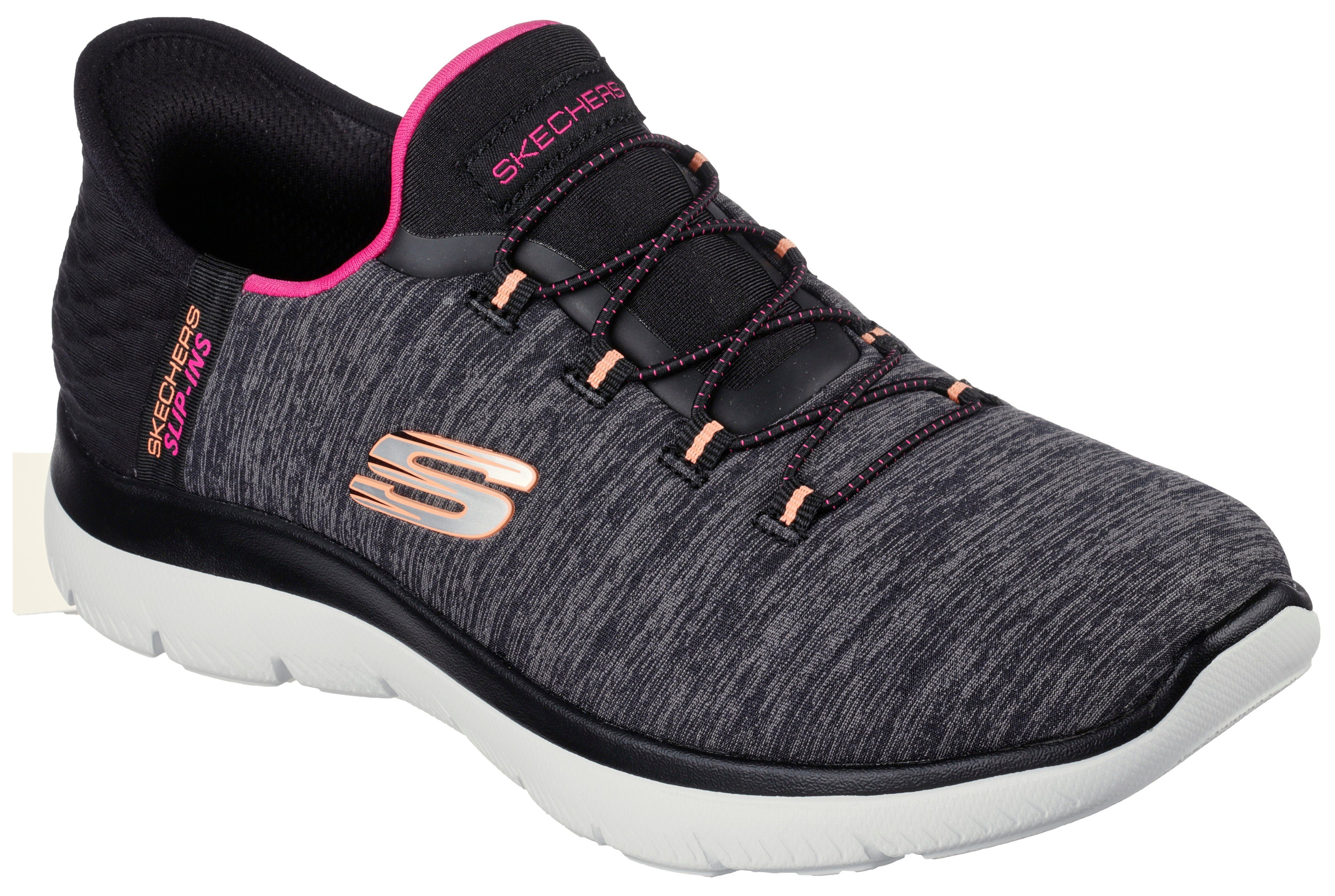 schwarz-meliert Kontrastdetails DAZZLING Skechers Sneaker SUMMITS dezenten Slip-On HAZE mit