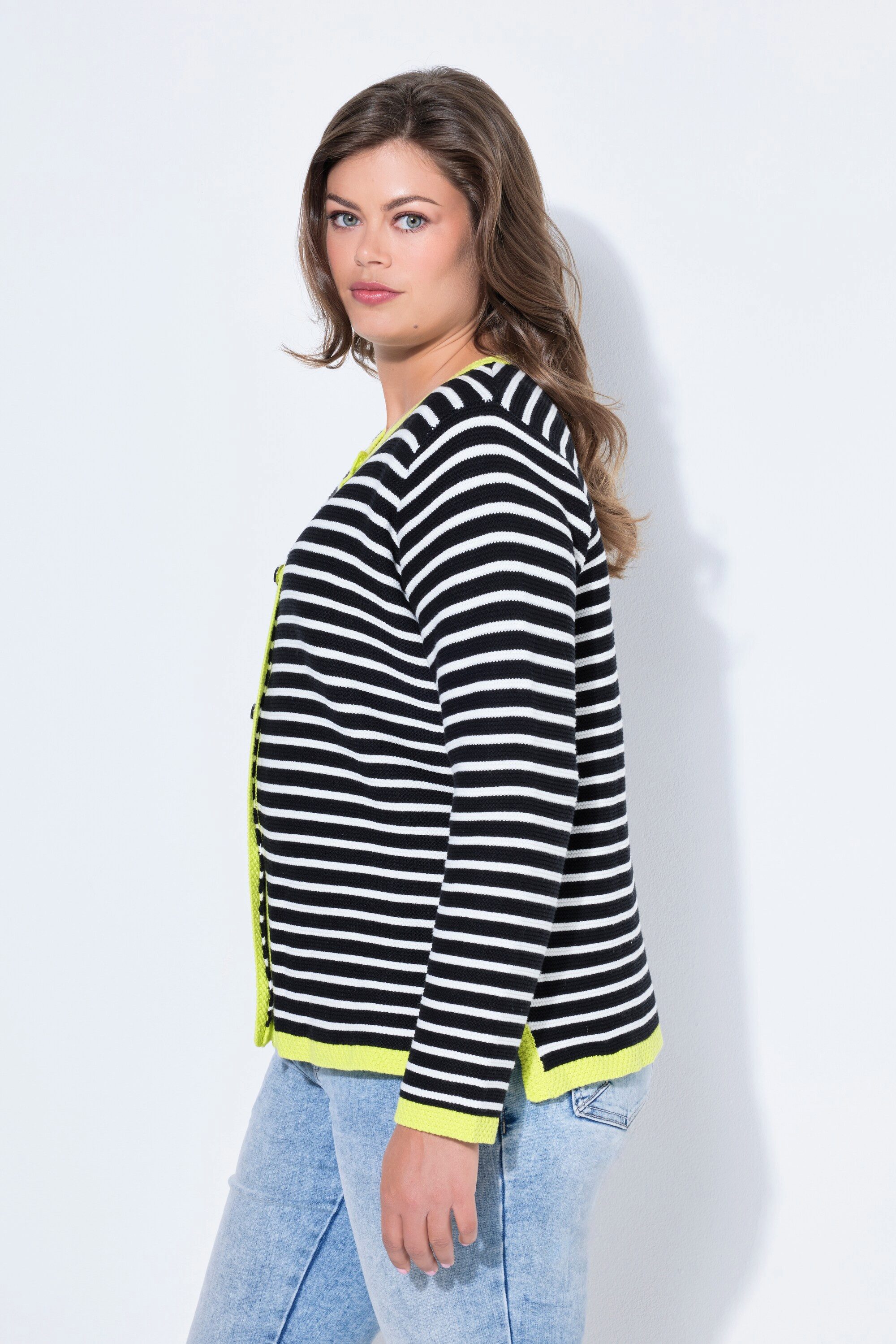 Laurasøn Strickjacke Ringelstrickjacke Kontrast Blende – Bild 4 von 4