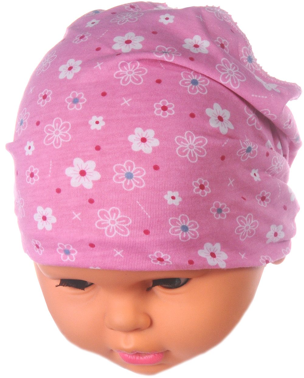 La Bortini Bandana Baby Kopftuch Sommer Mütze mit Gummizug mit Blumen, aus reiner Baumwolle, 40 41 42 43 44 45 gemustert, sommerlich