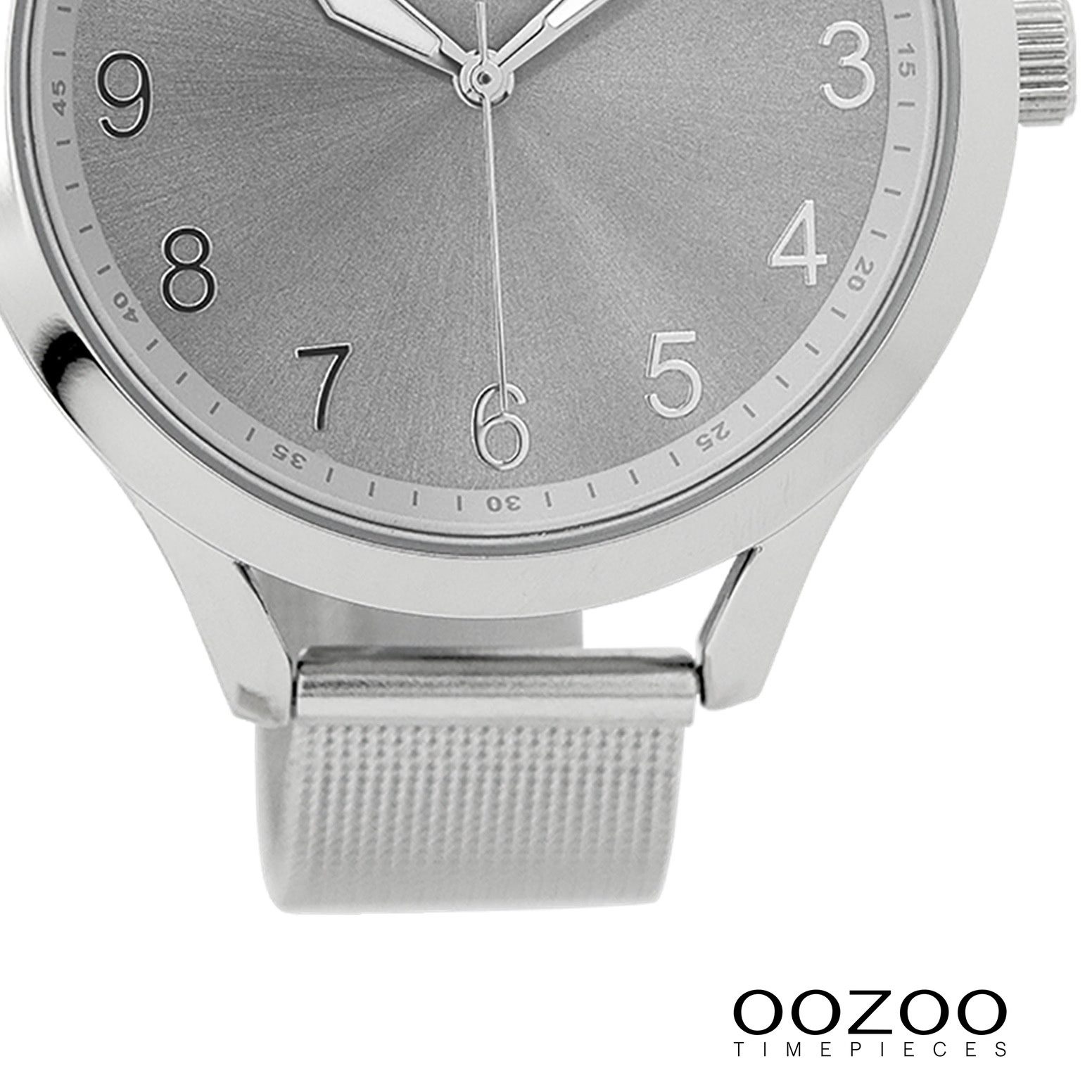 OOZOO Quarzuhr Oozoo Damen Armbanduhr silber Analog, (Analoguhr), Damenuhr rund, groß (ca. 42mm) Metallarmband, Luxus-Style