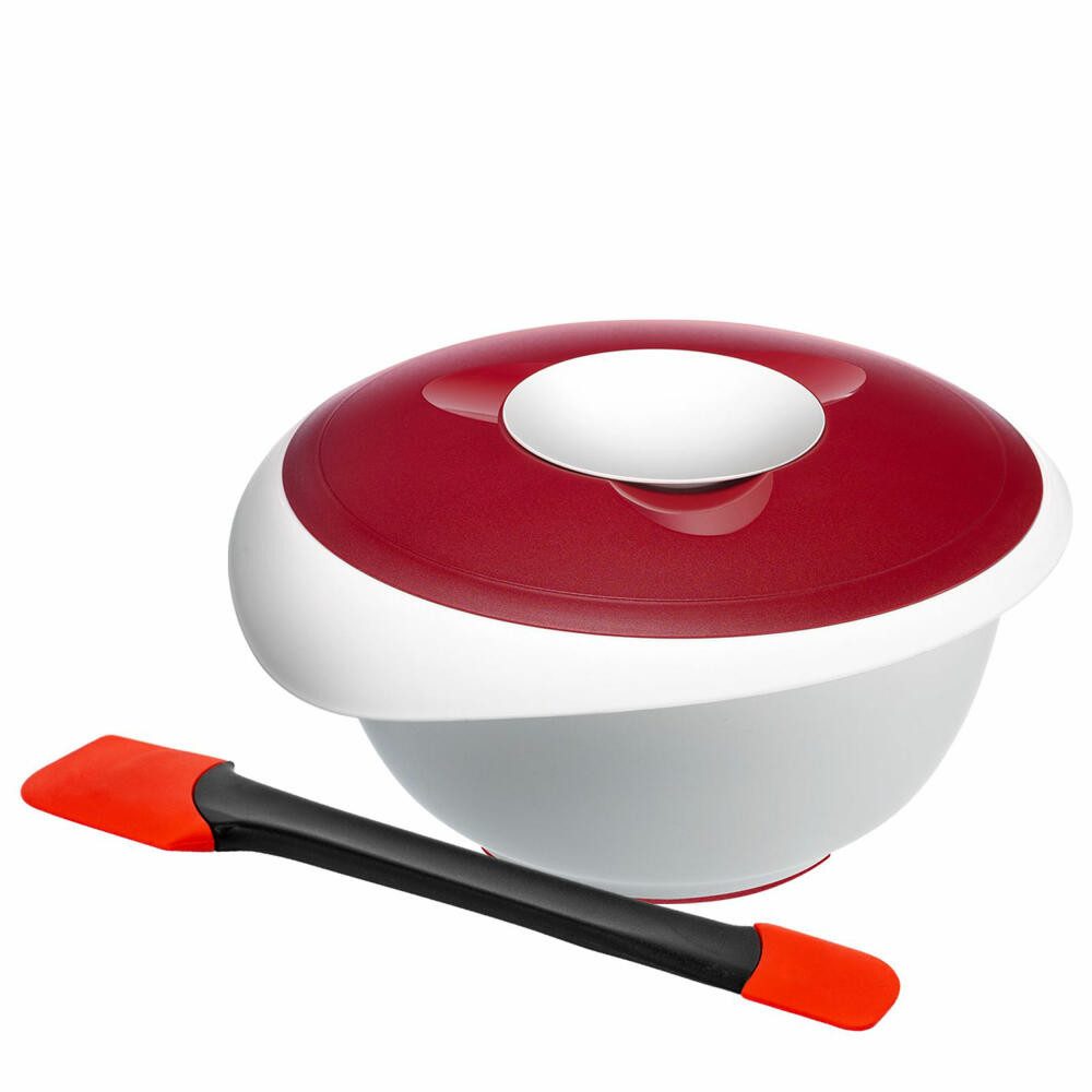 WESTMARK Rührschüssel 2tlg., Rührschüssel mit Deckel 3,5 l und Teigschaber, Duo, PP, Silikon, PE, rutschfest, spülmaschinengeeignet, Made in Germany, BPA-frei