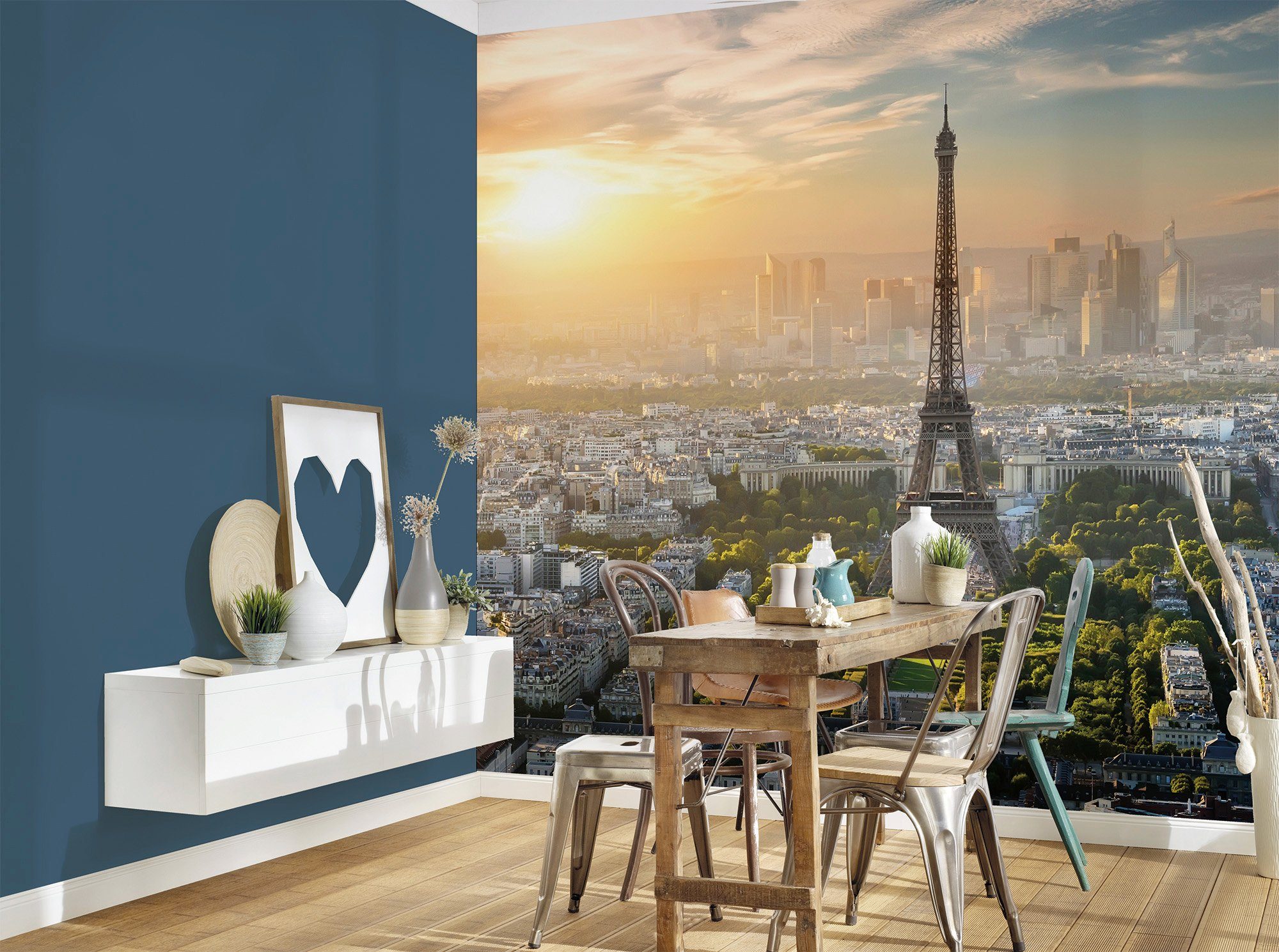 living walls Fototapete Designwalls Eiffel Tower, glatt, (5 St), Vlies, Wand, Schräge, Decke