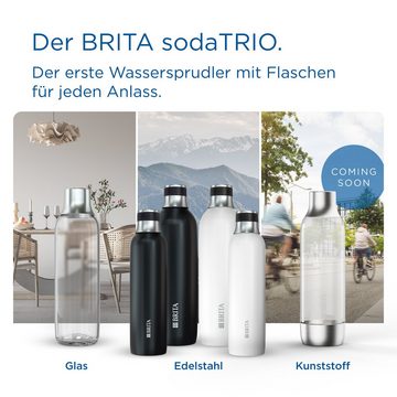 BRITA Wassersprudler Flasche sodaTRIO, (1 x original BRITA sodaTRIO Edelstahlflasche), isolierte & doppelwandige Premium Edelstahl Flasche, 0,65l