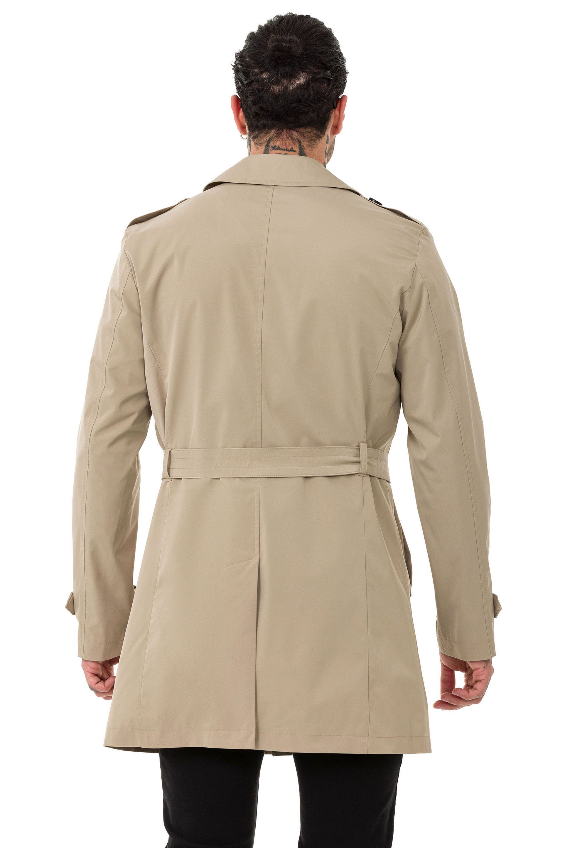 Premium Mantel mit Qualität RedBridge Beige Gürtelschnalle Trenchcoat