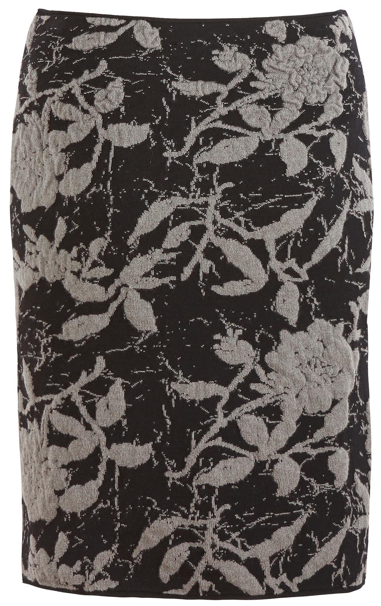 MIA MAI Strickrock HELEN (mit Muster 3D Nero-Silber gestrickte florale Gummibund)