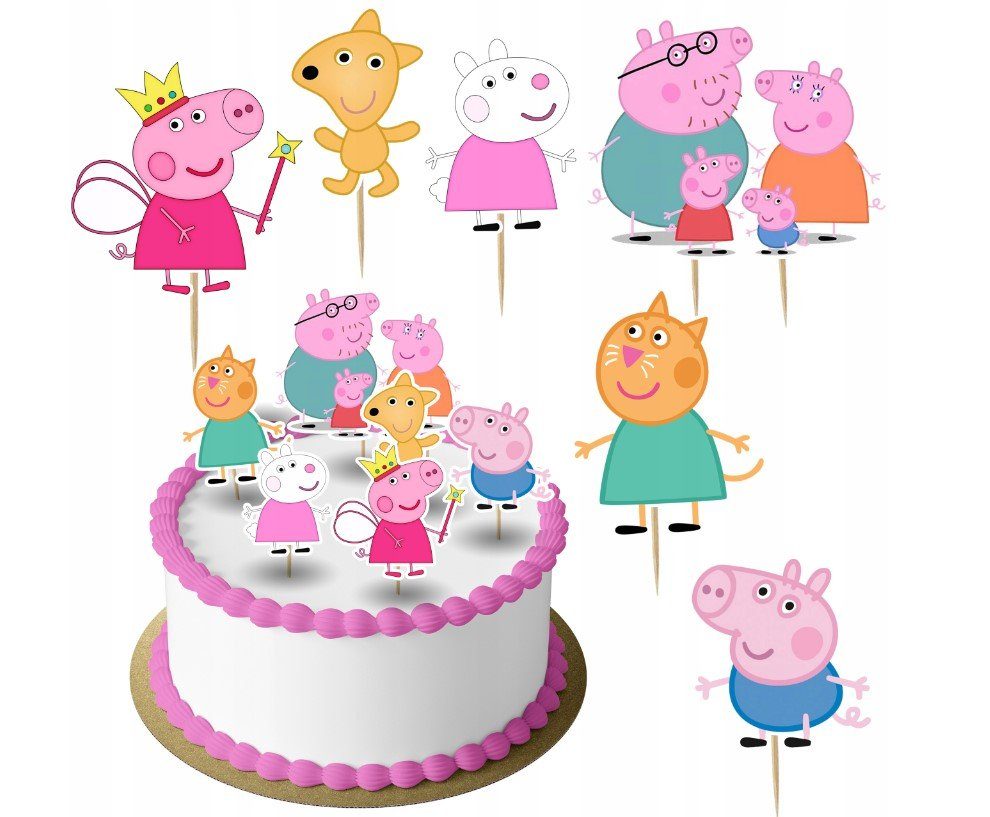 Tortenstecker Peppa Wutz,Peppa Pig Topper Set 6 Stk Torten Deko Kuchen Junge