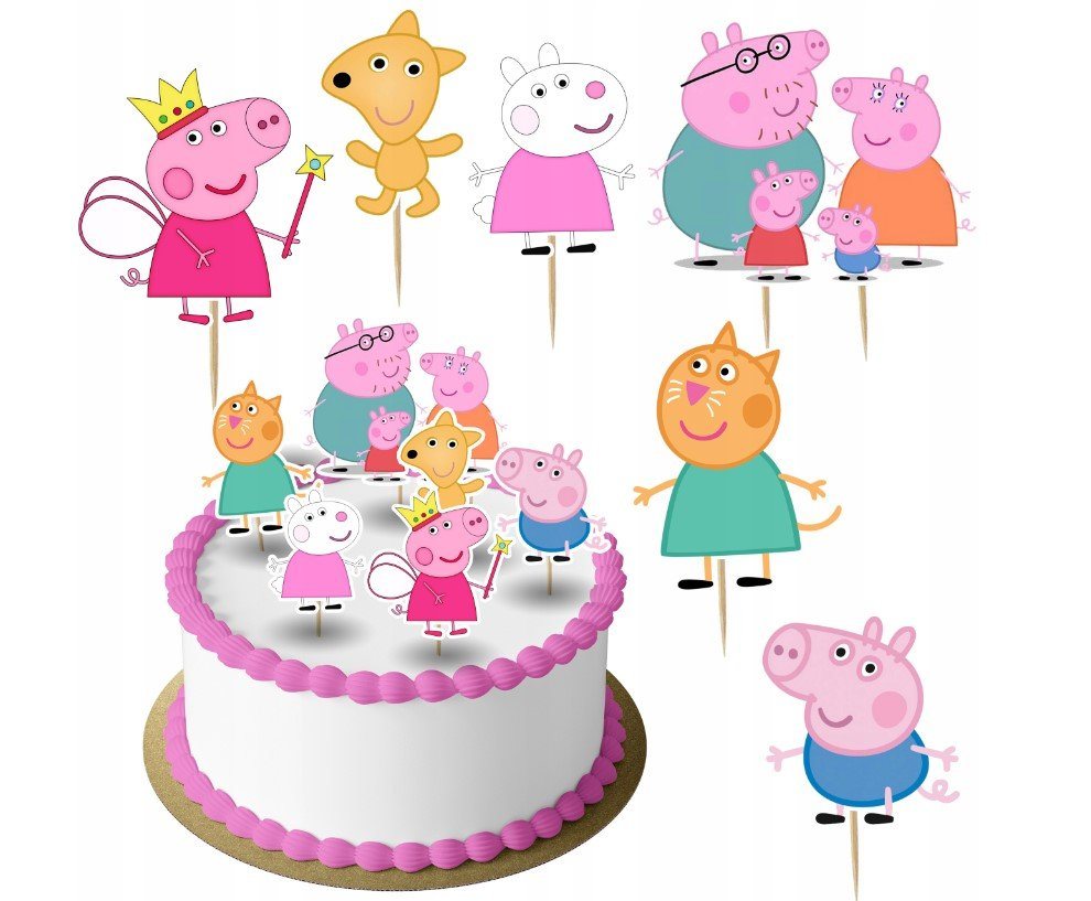 Festivalartikel Tortenstecker Peppa Wutz,Peppa Pig Topper Set 6 Stk Torten Deko Kuchen Junge