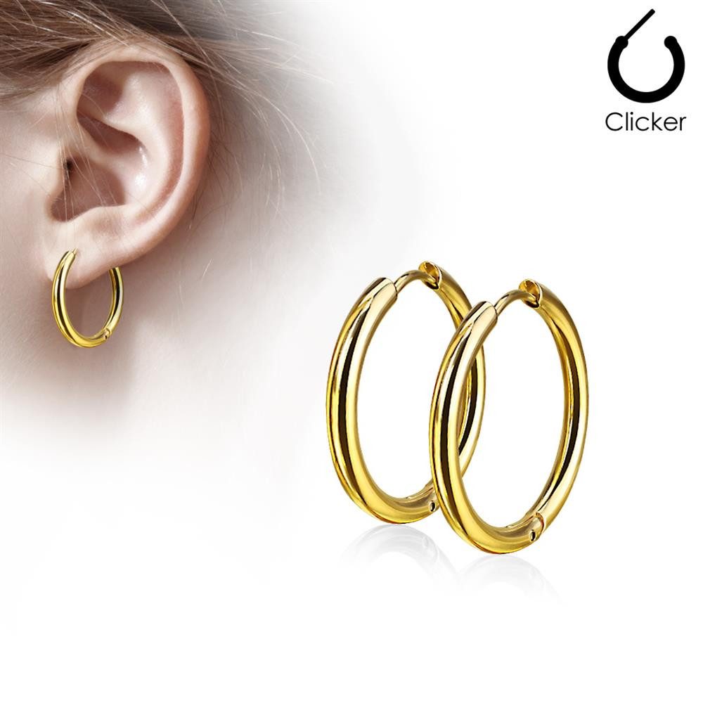 BUNGSA Creolen-Set Creolen klassisch Gold aus Edelstahl Unisex (1 Paar (2 Stück), 2-tlg), Ohrschmuck Ohrringe