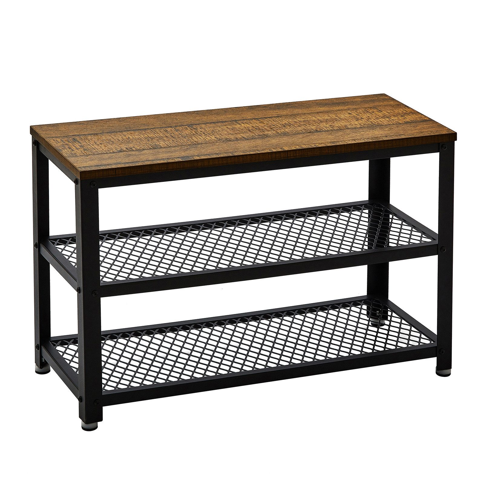 Mondeer Schuhbank Schuhregal, Eisen-Holz Schuhschrank mit 2 Böden, 73 x 45 günstig online kaufen