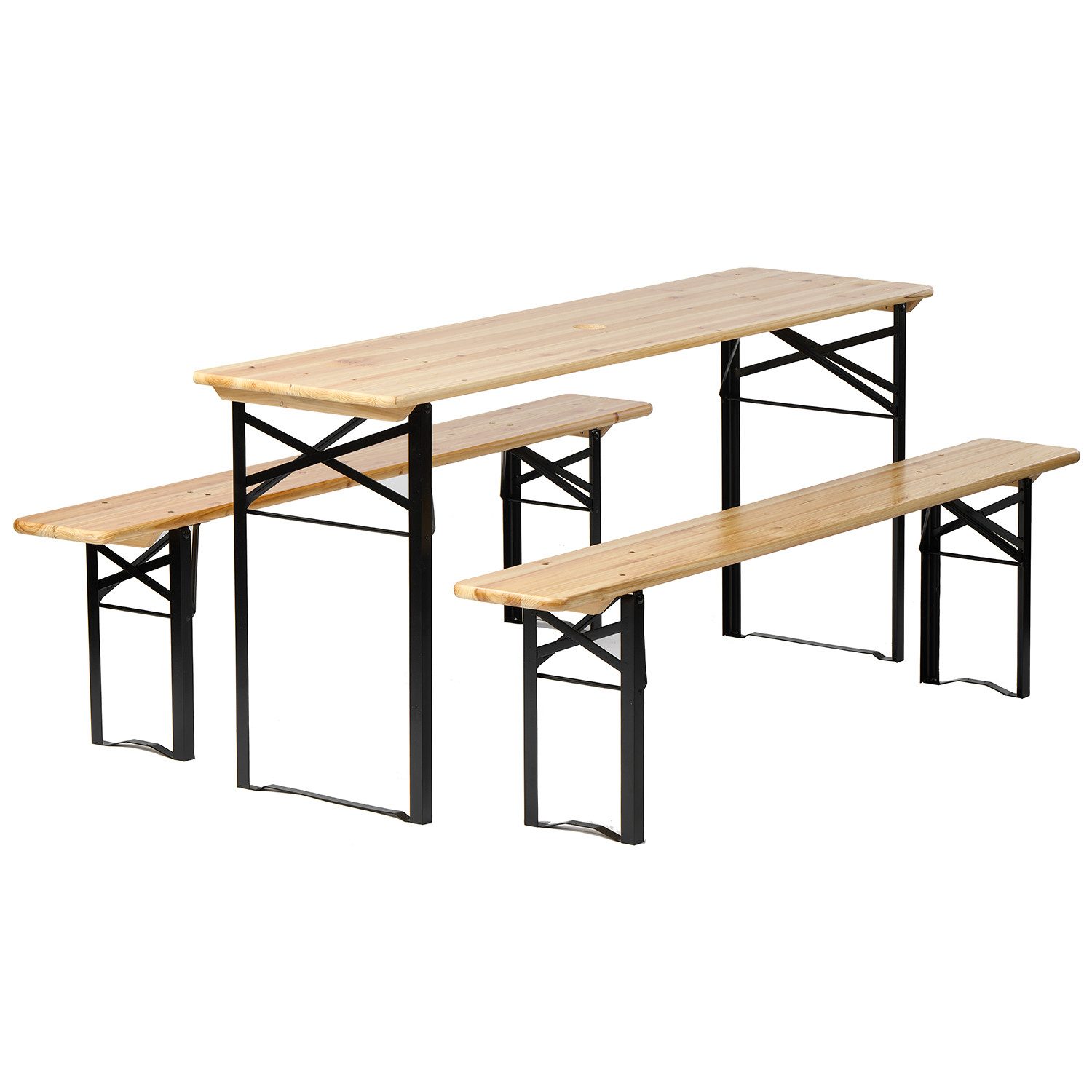 BIXENTE Bierzeltgarnitur inkl. Schirmhalterung 3-tlg. Set, klappbar, 170 x 46 x 75 cm