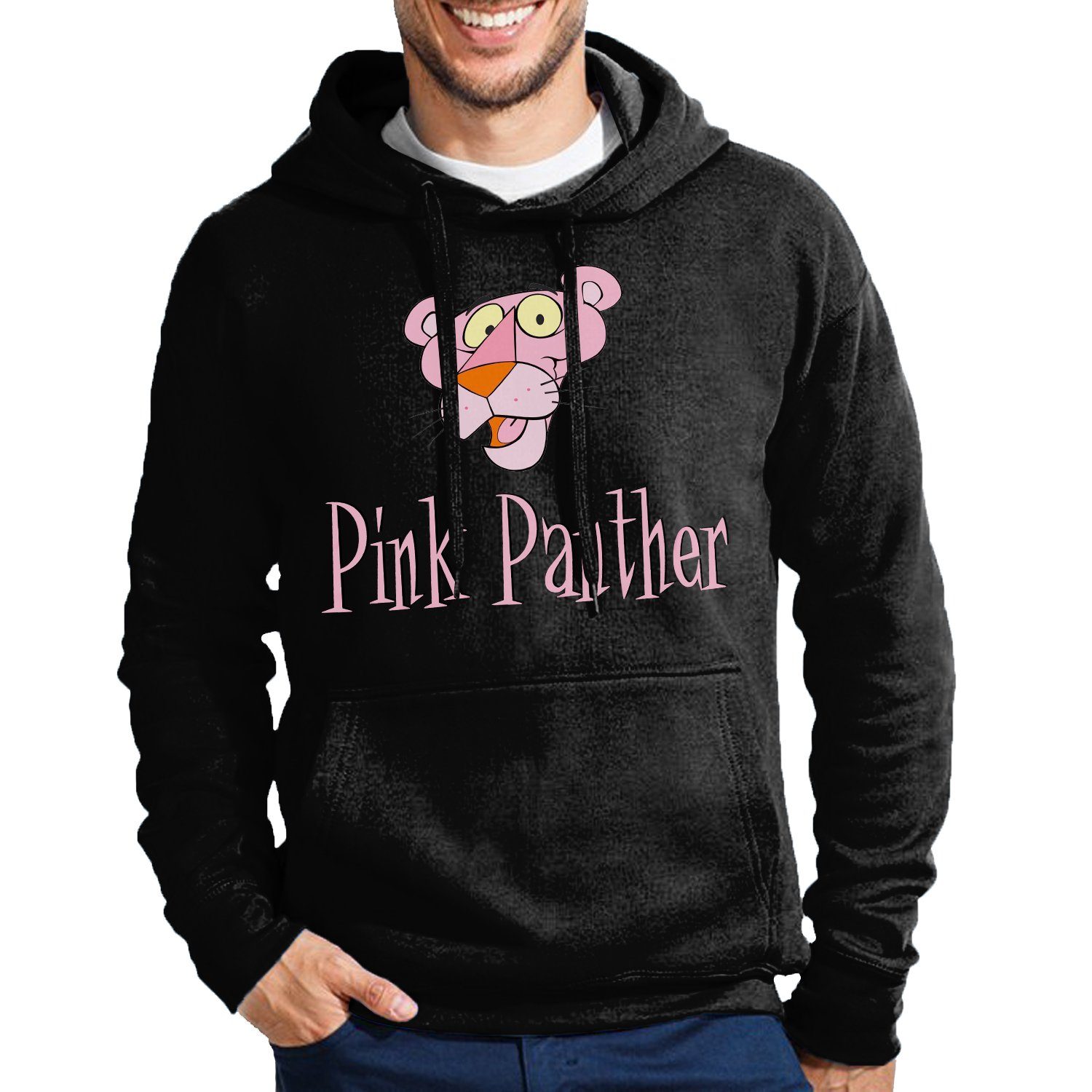Blondie & Brownie Hoodie Herren Pink Panther Rosarote Inspector Comic Cartoon mit Kapuze Schwarz | Sweatshirts