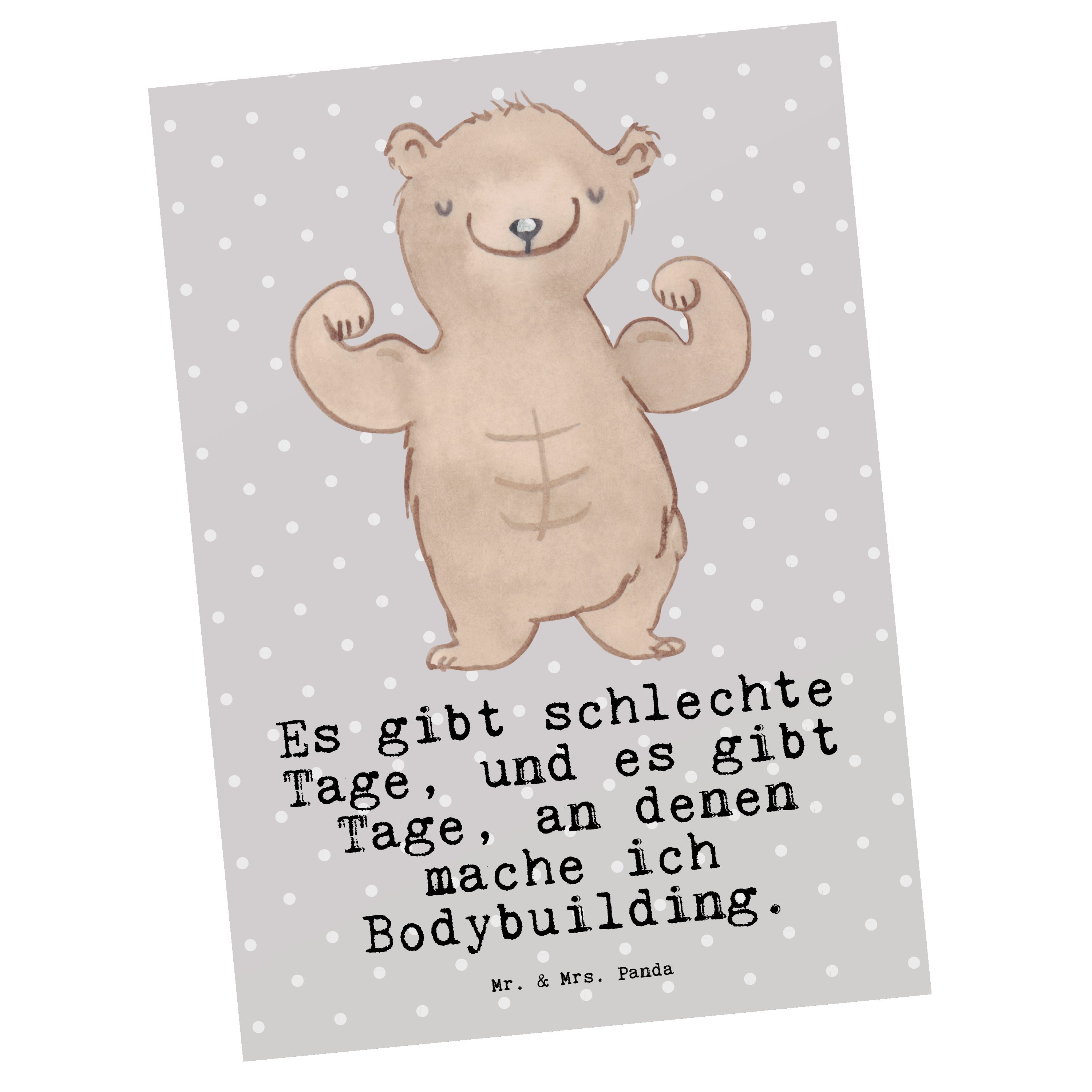 Mr. & Mrs. Geschenk, Panda Tage Postkarte Pastell Bär Ansichtskarte, Grau - - Sport Bodybuilding