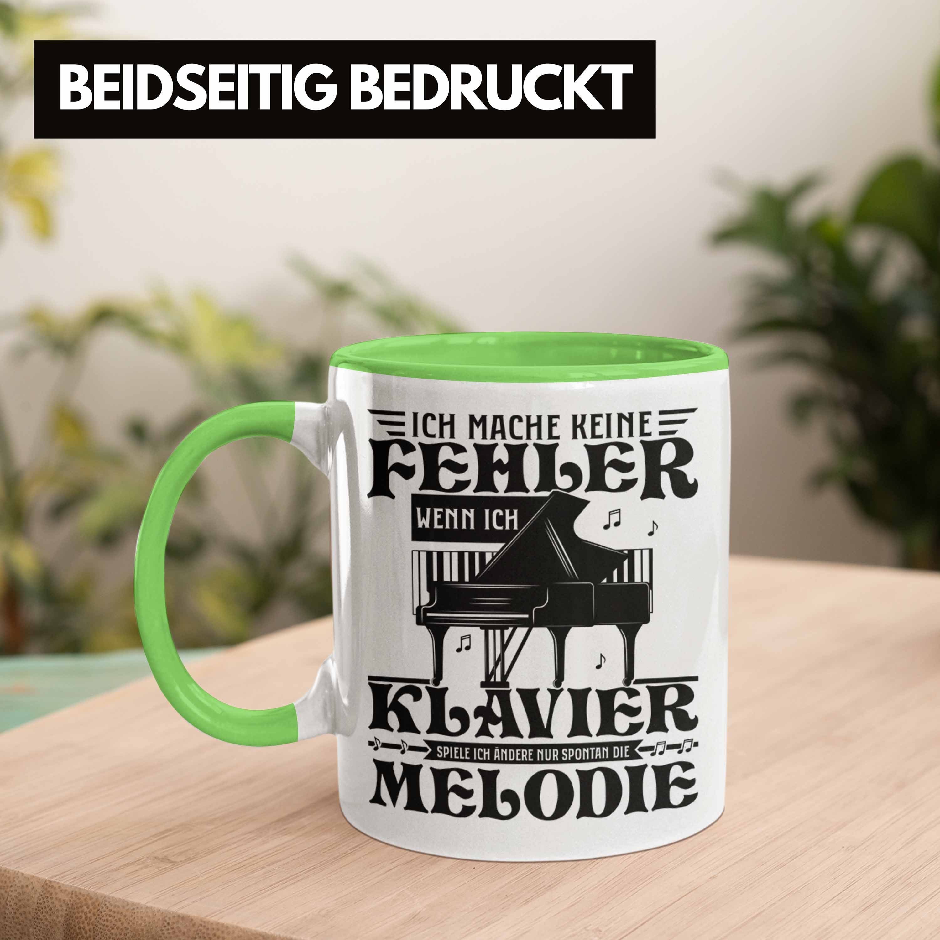 Geschenk Trendation Kaffee-Becher Flüg Klavier-Spieler Tasse Grün Geschenkidee Klavier Tasse