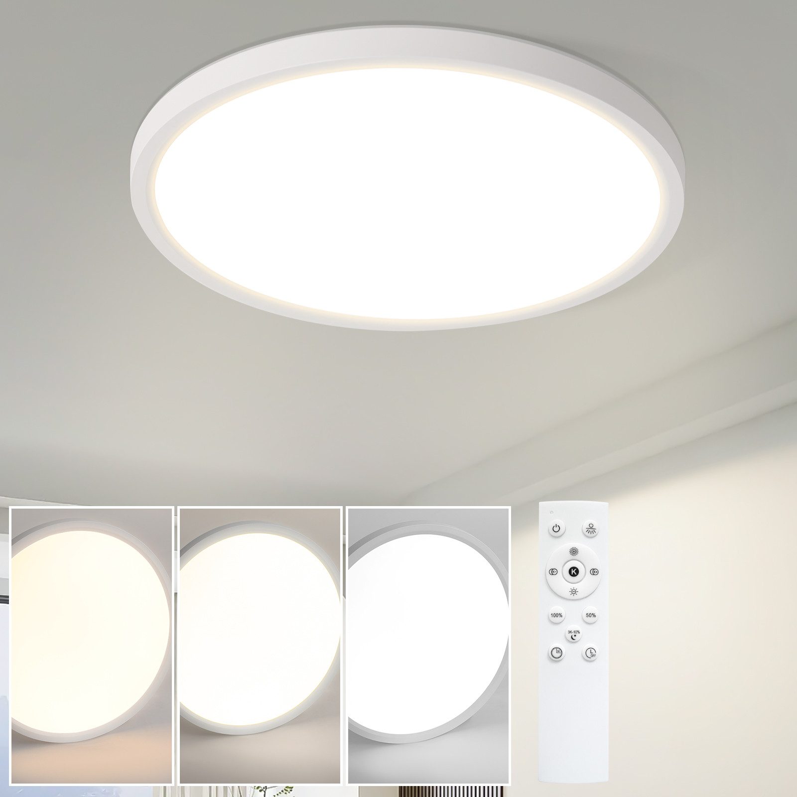 ZMH LED Deckenleuchte Whonzimmer ∅18CM Schwarz/Weiß günstig online kaufen