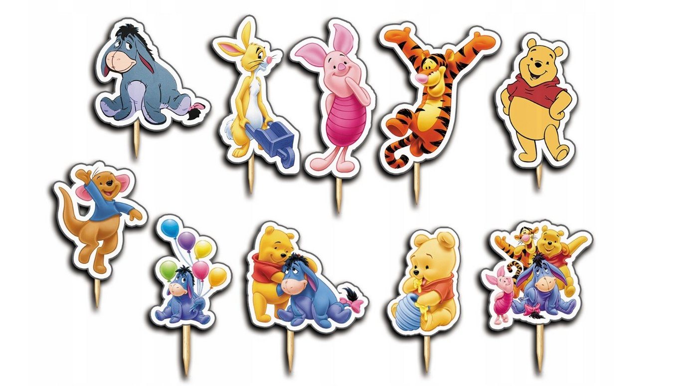 Festivalartikel Tortenstecker WINNIE PUUH Topper Set 10 Stk Geburstag Torten Deko Kuchen Junge