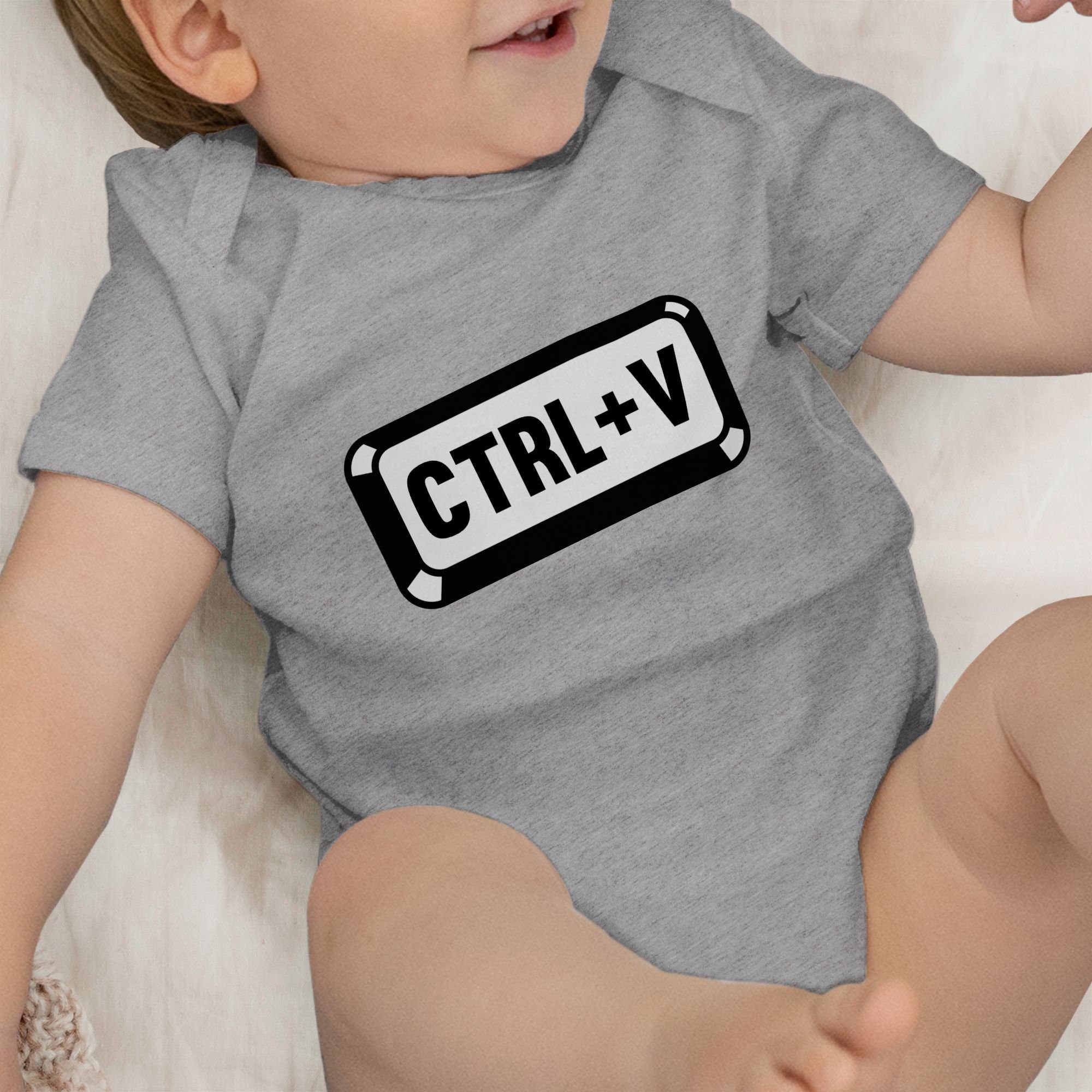 Shirtbody Baby meliert Familie Partner-Look Shirtracer Baby 1 Grau - Papa/Mama CTRL+V - copy
